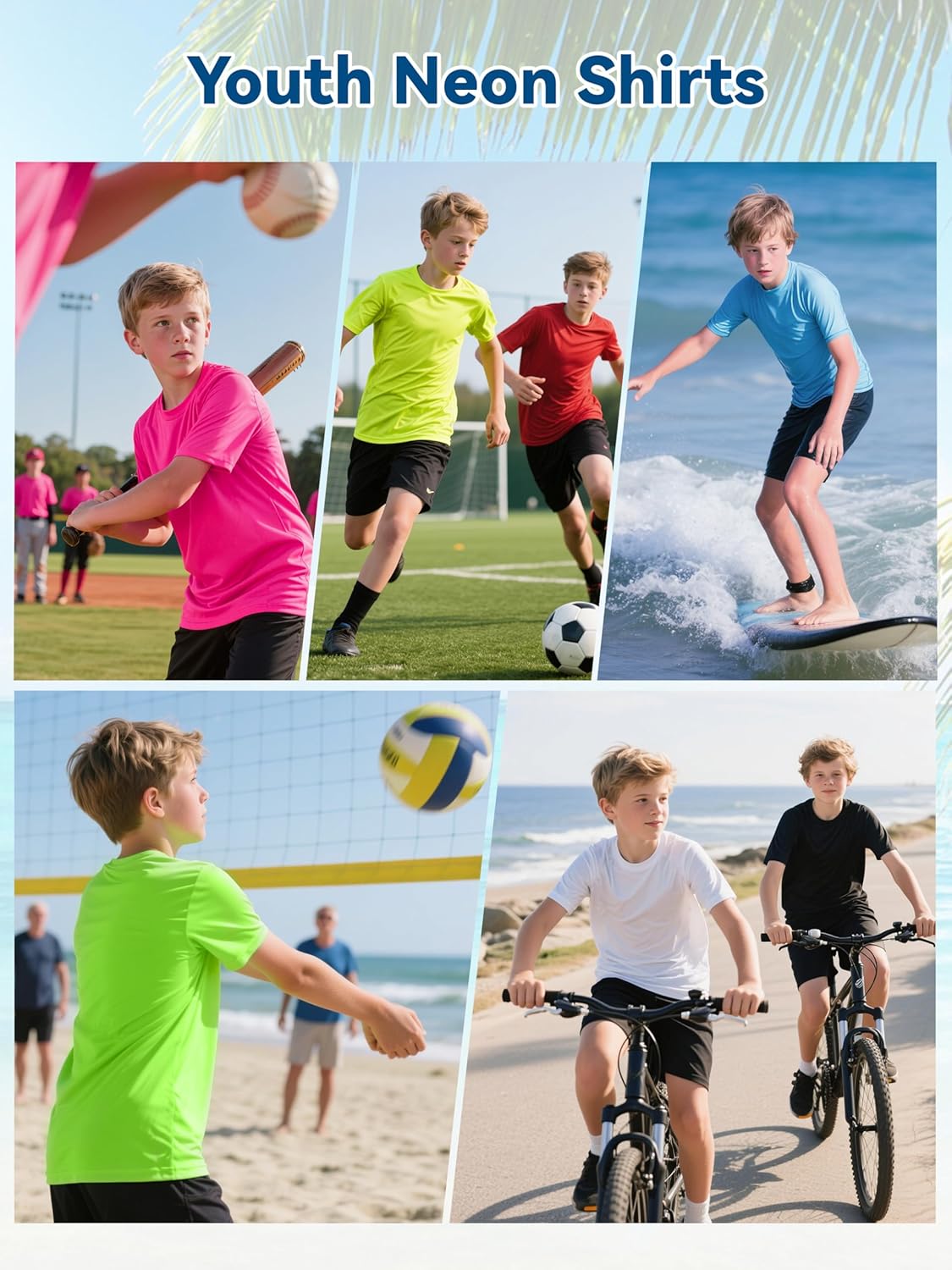 Neon Shirts for Boys Girls UPF 50+ Dry Fit Swim Shirt Kids Rash Guard Athletic T-Shirts for Boys Girls Sports Undershirt - Image 6