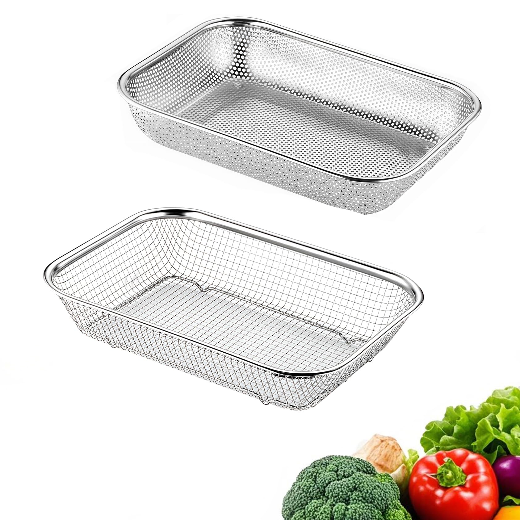 Amazon.co.jp: kasanidika 角型ザル ざる 2個セット 水切りバスケット