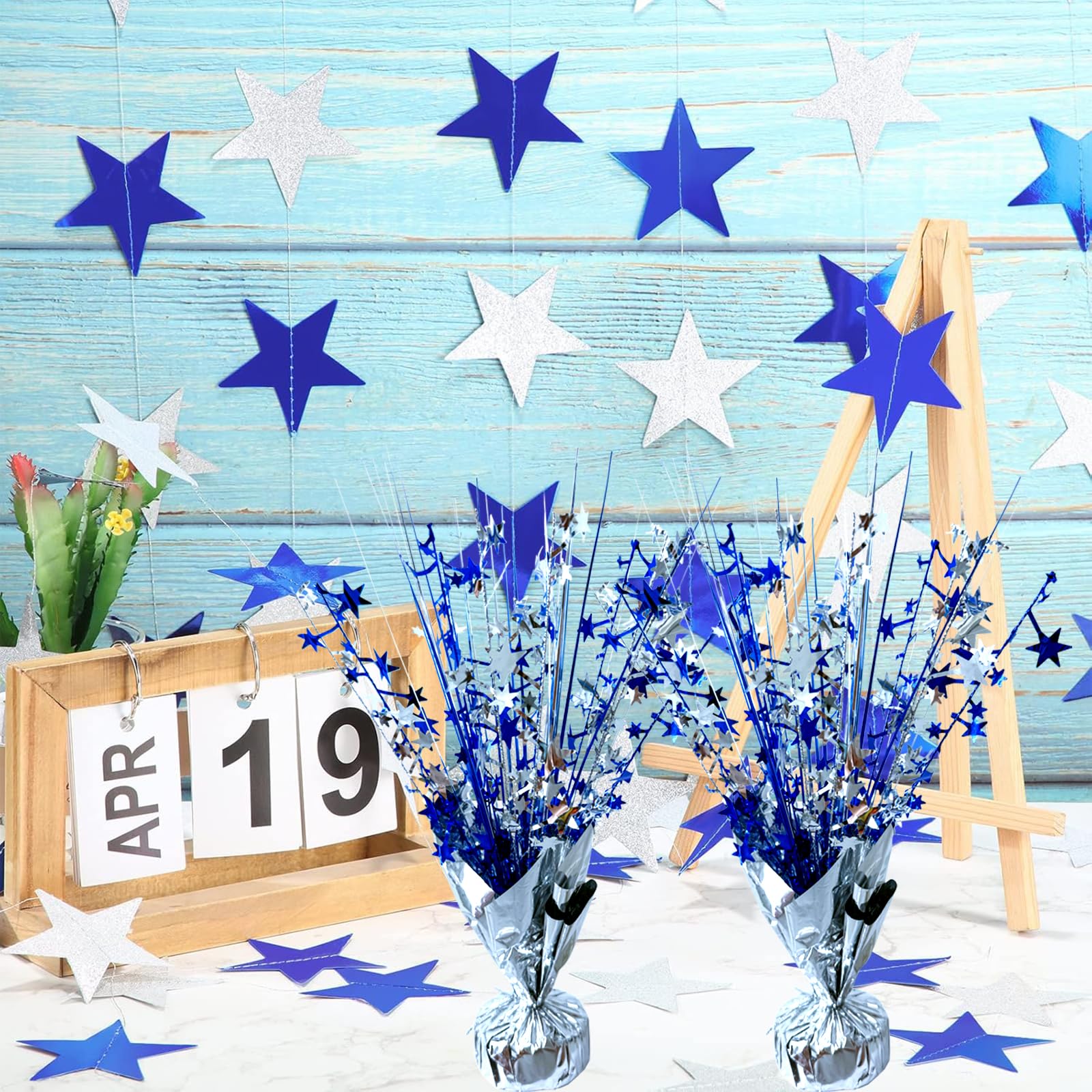 Crowye 6-Pack Metallic Foil Star Centerpieces - Black Small Stars For Halloween, Birthday & Holiday Table Decor - View #8