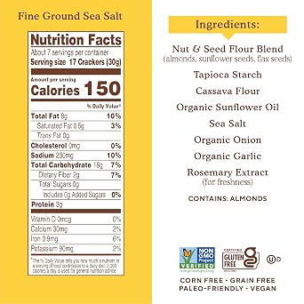 Simple Mills Almond Flour Crackers, Family Size Variety Pack (Fine Ground Sea Salt and Rosemary & Sea Salt) - Gluten Free, Vegan, Healthy Snacks, 7 Ounce (Pack of 2)