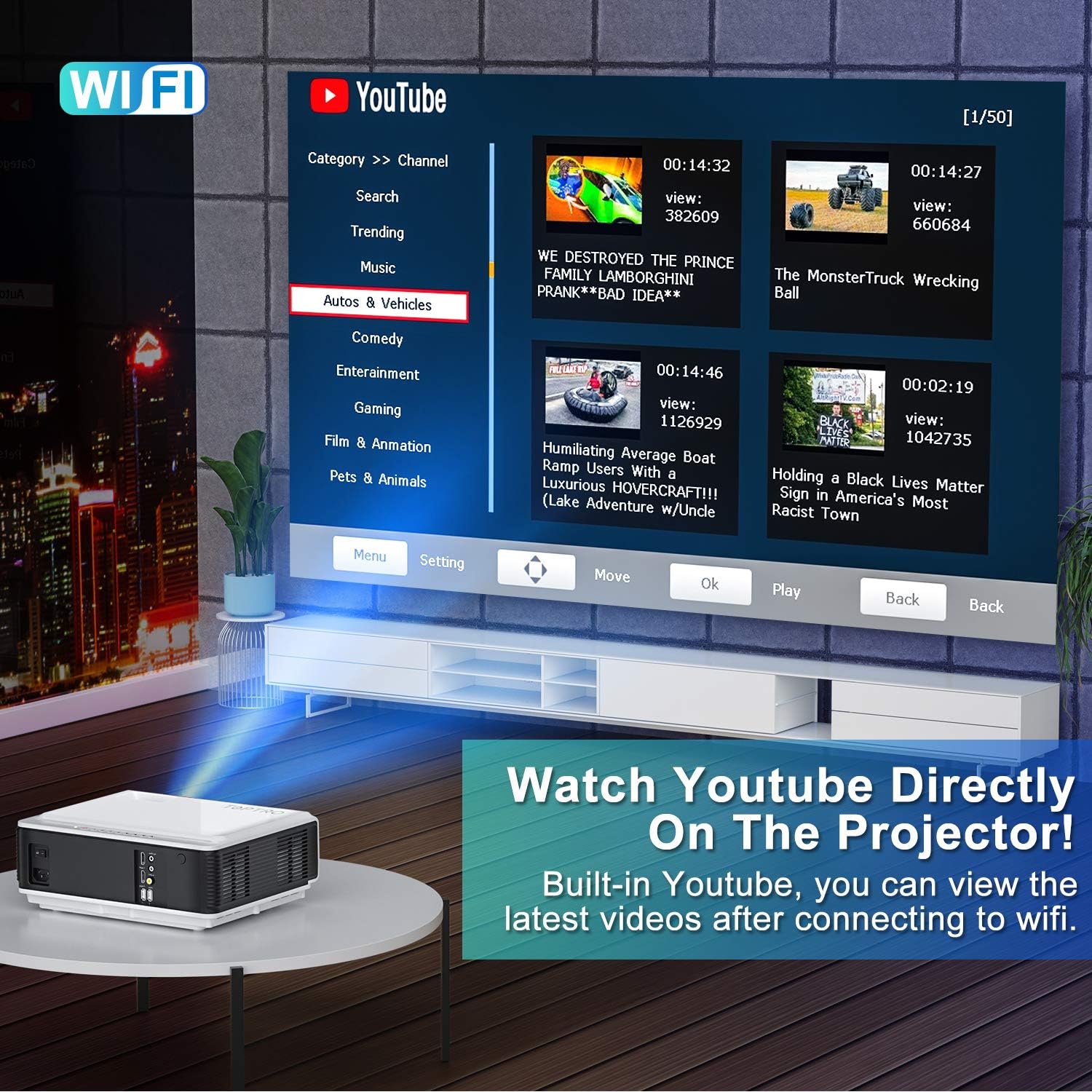 Get Cheap Price Projector, TOPTRO Projector with WiFi and Bluetooth, 7500L Native 1080P WiFi Projector with Carrying Case, Support 4K/Zoom, Home Theater Projector Compatible with Phone/TV Stick/PC/USB/PS4/DVD Amazon Crazy 🔥 Deals Projector, TOPTRO Projector with WiFi and Bluetooth, 7500L Native 1080P WiFi Projector with Carrying Case, Support 4K/Zoom, Home Theater Projector Compatible with Phone/TV Stick/PC/USB/PS4/DVD