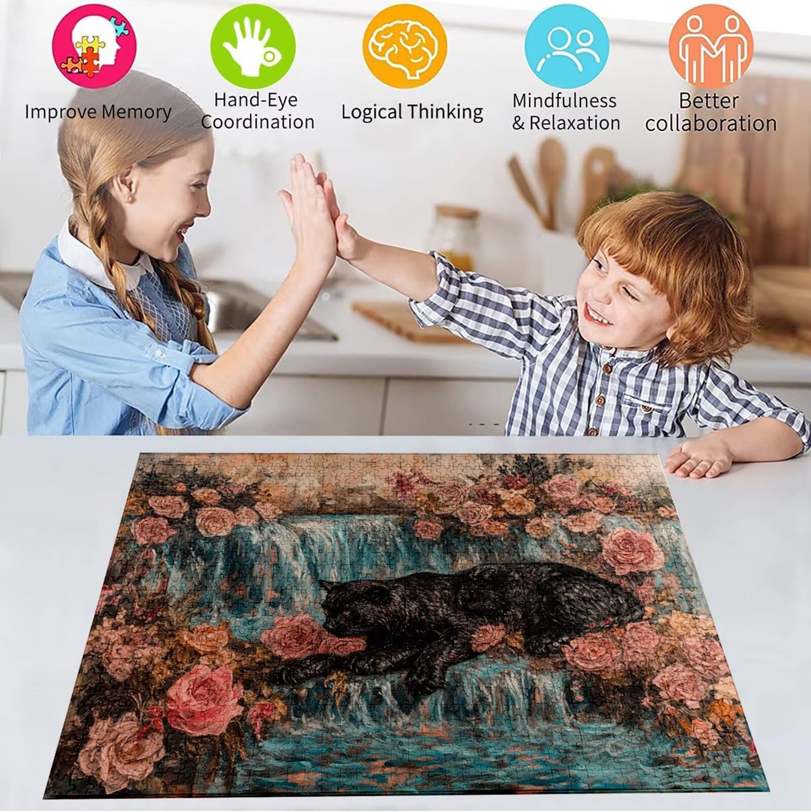 Puzzle 5000 Pezzi, 3 4 5 Anni Puzzle Rosa 6 7 8 Anni Giochi Educativi Sostenibili Con Motivi Per Adulti Da Gioco in Legno Di Alta Qualità Jigsaw Leopardo per Gioco Familiare, 2026 Regalo Natale H-7649
