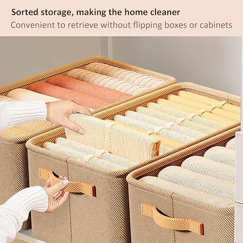 Miniatura 7 de Caja de almacenamiento plegable inteligente, contenedores de almacenamiento plegables de algodón y lino con asa, contenedores de almacenamiento de