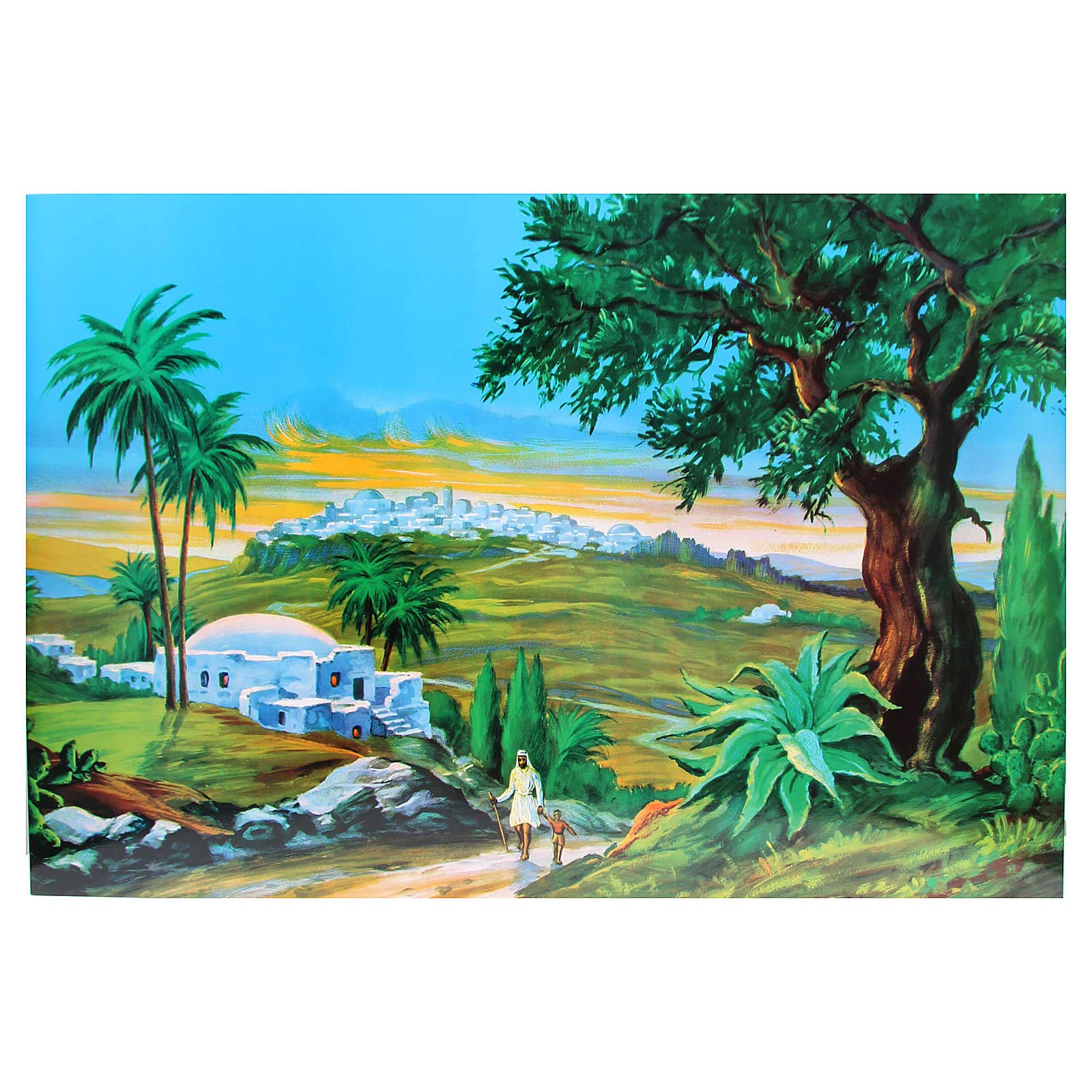 Holyart Hintergünde und Geländebau-Produkte für Krippen: Hintergrund für DIY-Krippe arabische Landschaft 100x68 cm aus Holz
