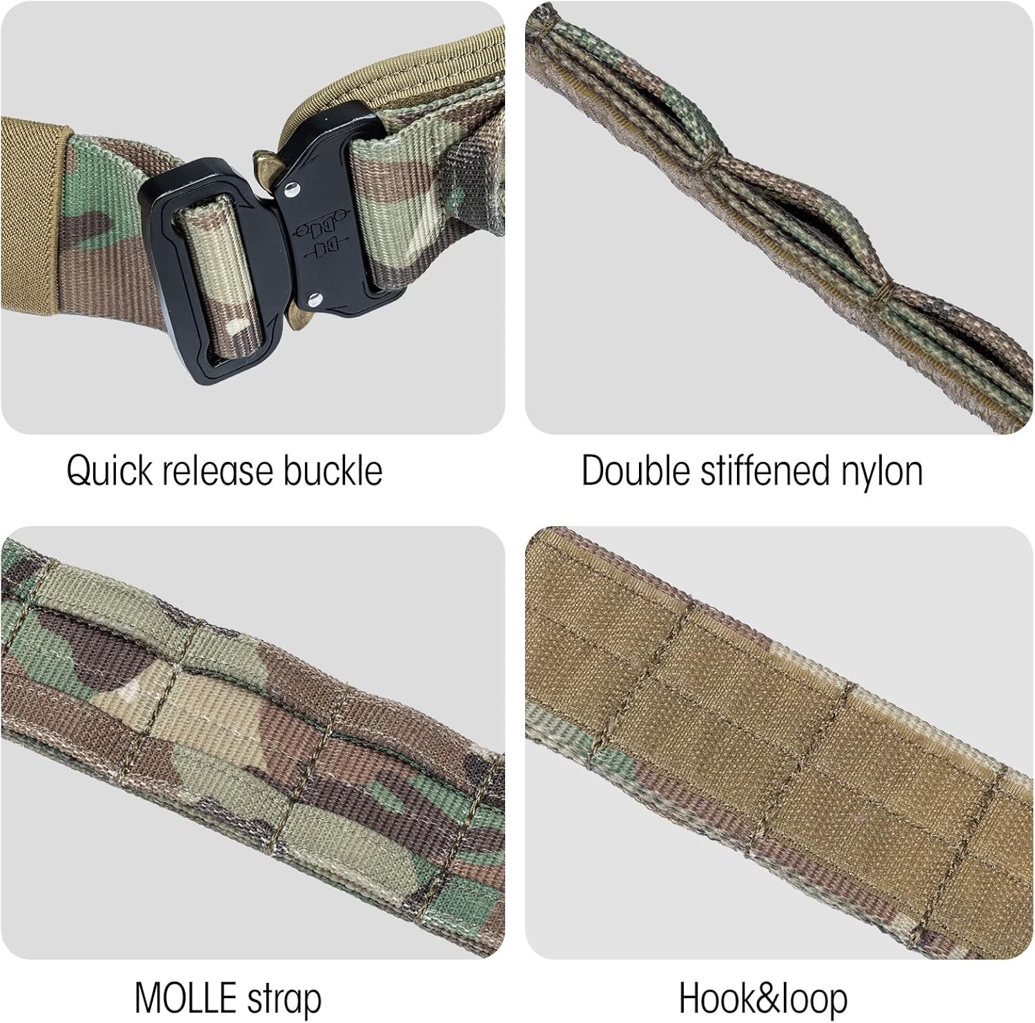 VISMIX Tactical Belt, Quick Release 1.75" MOLLE Battle Belt with Inner Belt and Anti-Slip Pad- Heavy Duty Battle Belts - Image 3
