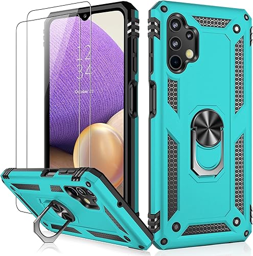 IKAZZ Funda para Galaxy A32 5G con protector de pantalla de grado militar a prueba de golpes de prueba de caídas de 16 pies con soporte magnético