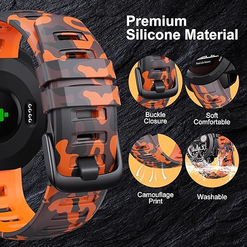 Miniatura 2 de Bandkids Correa de camuflaje de 0.866 pulgadas para reloj Garmin Instinct, correa de repuesto de silicona suave e impermeable para Garmin Instinct