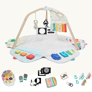LOVEVERY Newborn Gift Set: Play Gym with Sensory Strands & Looker Play Kit - Stage-Based Baby Development Toys Ages 0-12 Months