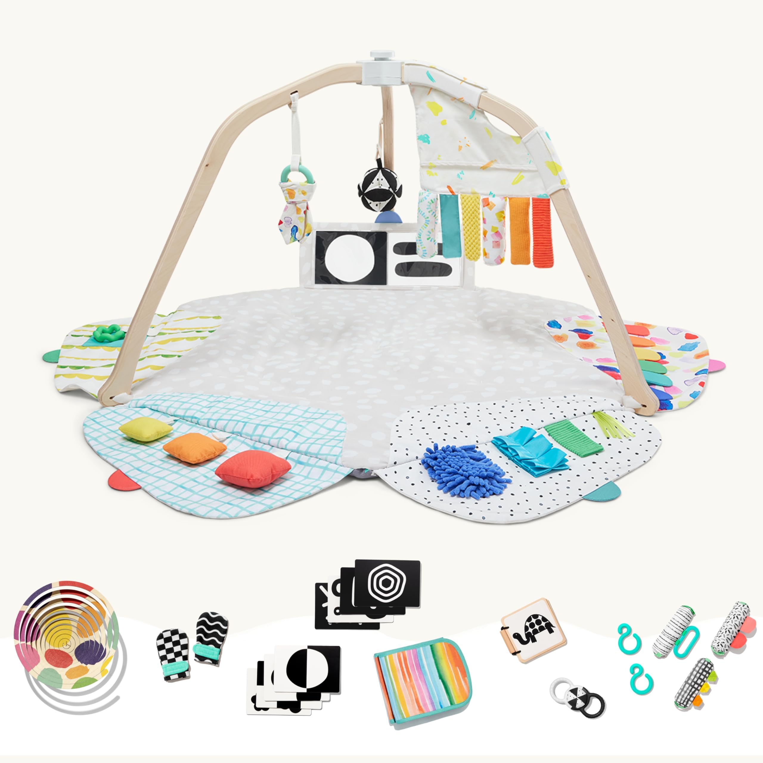 - LOVEVERY, The Newborn Gift Set, Play Gym with Sensory Strands and Looker Play Kit, Baby Development Essentials, Ages 0+