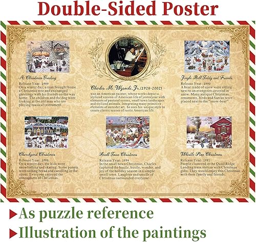 Miniatura 3 de Christmas Charles Wysocki - Rompecabezas de 1000 piezas para adulto, Papá Noel, vacaciones, invierno, collage de rompecabezas artísticos, 1000