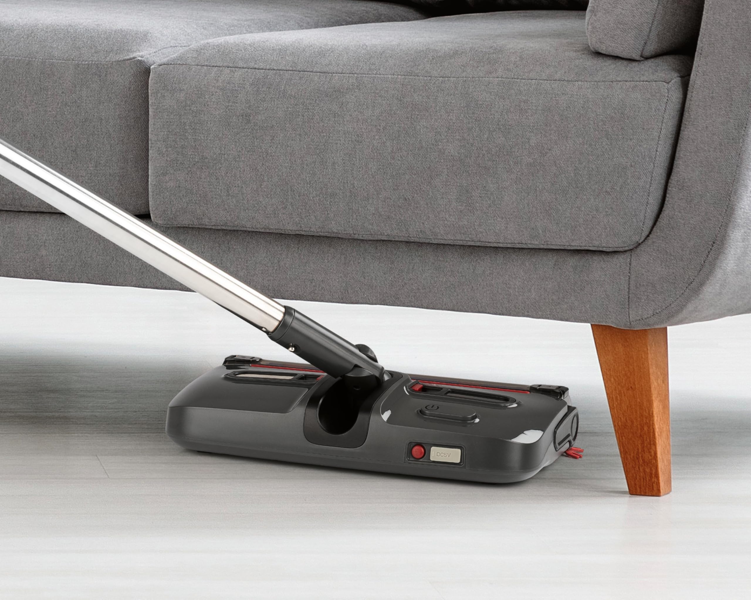 CLEANmaxx Balai sans Fil | Balayette de Sol avec 1 200 TR/Min et 4 brosses | avec lumière LED | Système Anti-Poils Parfait pour Les Poils d'animaux | 60 Min d'autonomie | pour Tapis, carrelage et