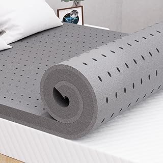 Maxzzz 2 Inch Mattress Topper Twin Size, Firm Bamboo Charcoal Memory Foam Cooling Bed Mattress Topper, Ventilated Mattress Pad CertiPUR-US Certified Plush