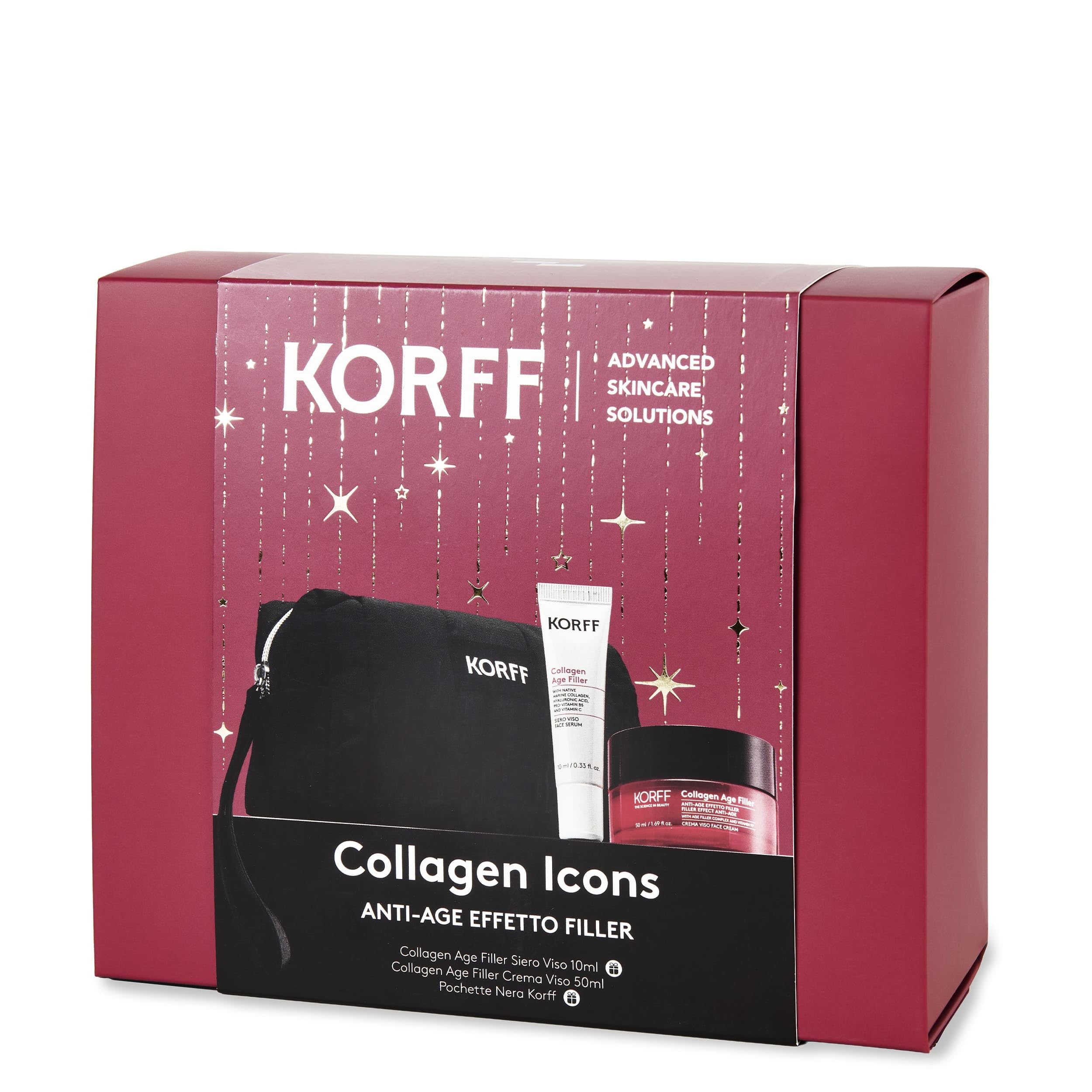 Korff Collagen Age Filler Icons, Cofanetto Siero 10ml + Crema 50ml, Anti-età Levigante e Rimpolpante con Collagene Marino, Acido Ialuronico e Niacinamide