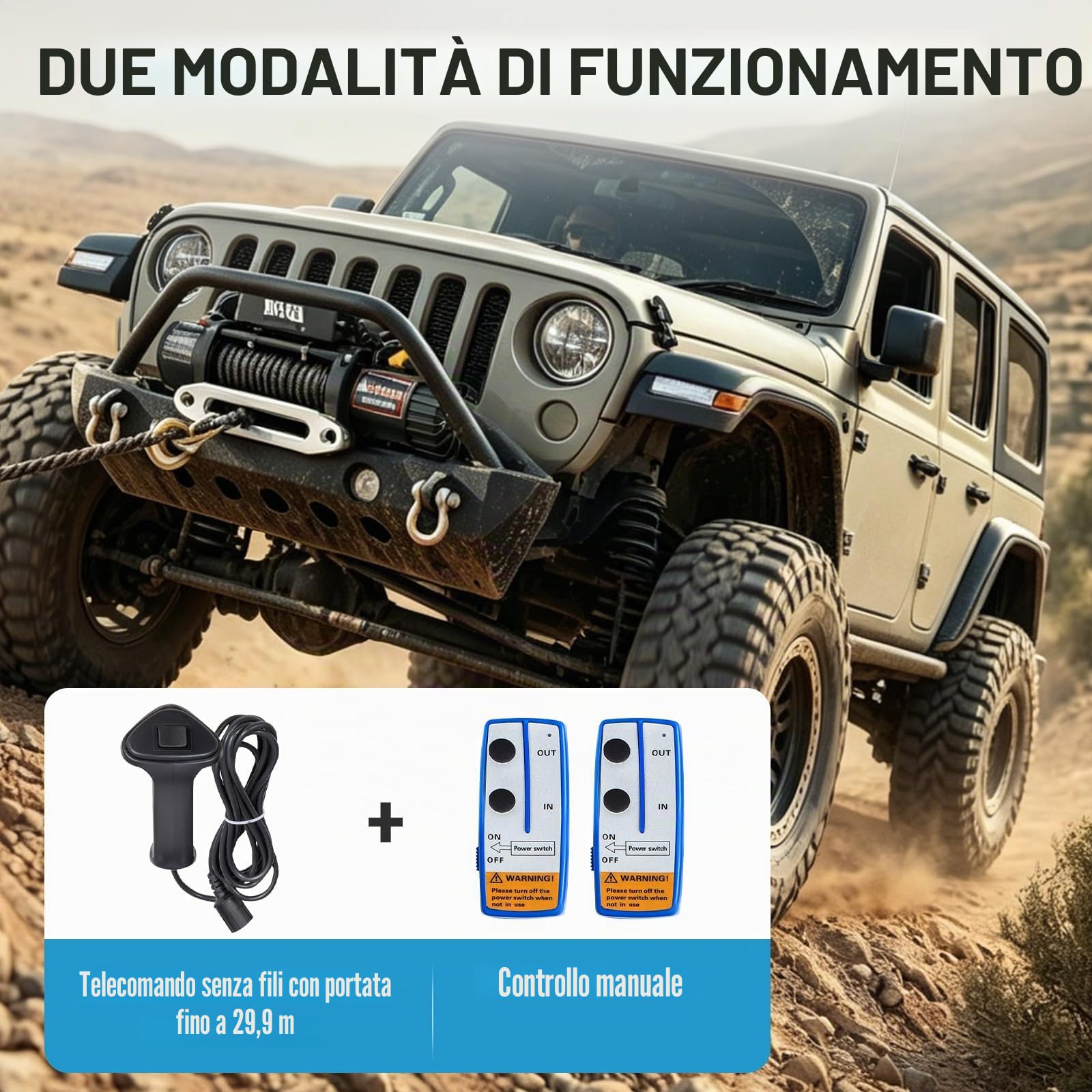 Verricello Elettrico 12 volt 13500lb/6120KG, IP68 Verricello Elettrico con 24m Corda Sintetica e Telecomando wireless, per carri rimorchi, fuoristrada, 4 x 4 veicoli,Traino UTV ATV