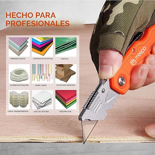 Miniatura 4 de Geaber Cortador de cajas paquete de 4 cortadores de caja plegable resistente para uso resistente hoja afilada de afeitar mango cómodo con cuchillas