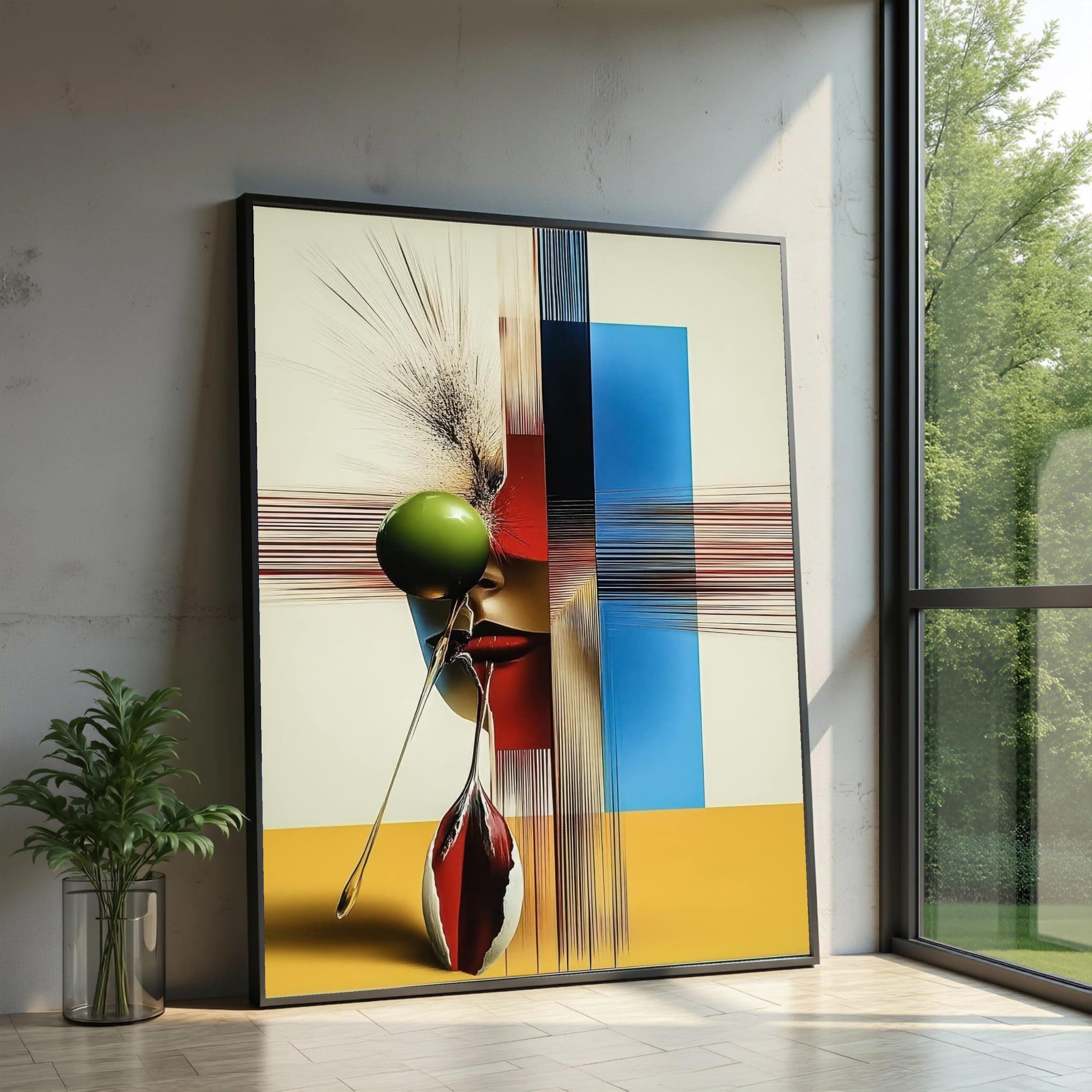 TONGYINLI Abstract Surreal Face Canvas Wall Art, Geometric Design Wall Art, Minimalist Canvas Oil Painting, Home Decor(20x30cm/Frameless)