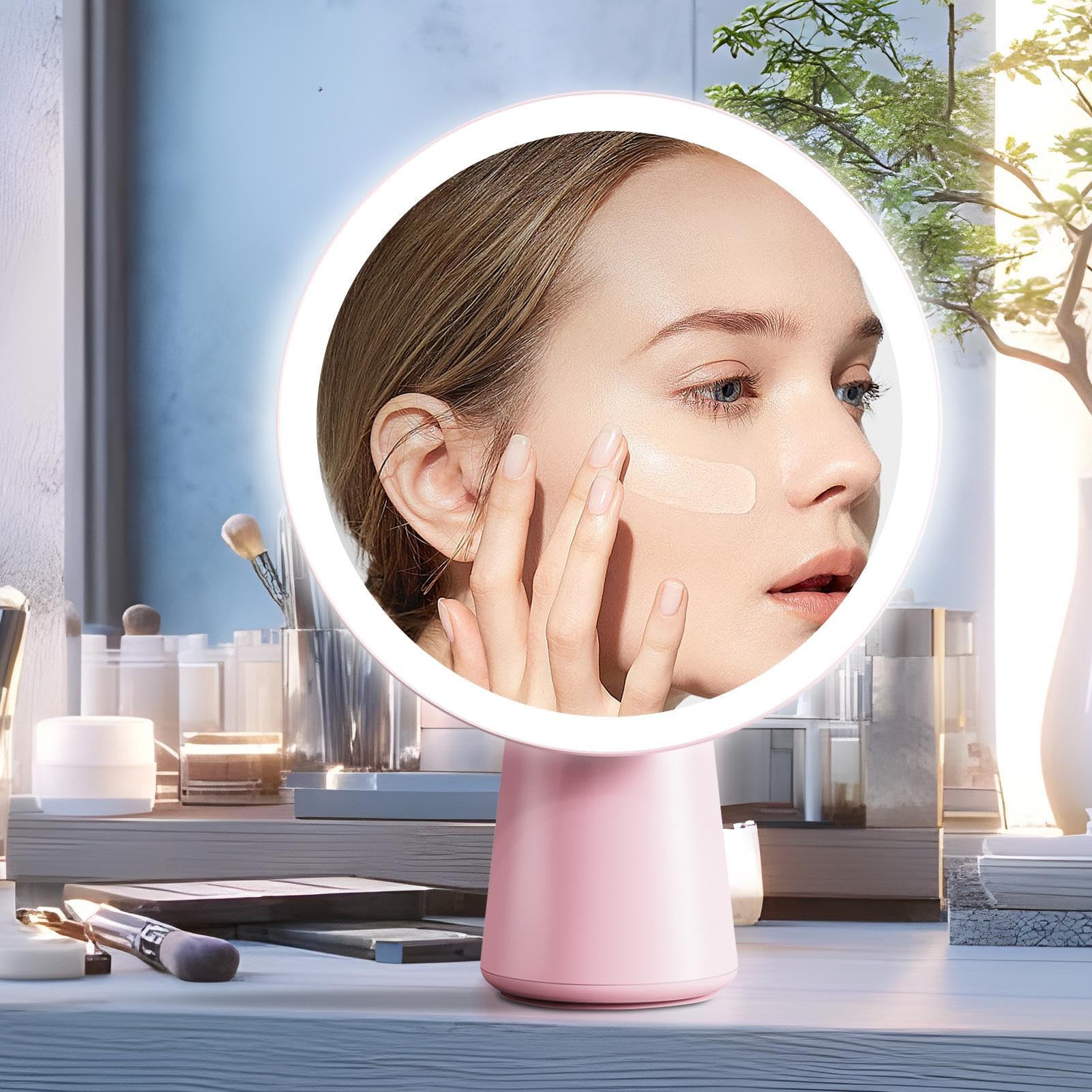 Specchio da trucco con Regolabile con Ingranditore Alta Definizione | Specchio Illuminato da Tavolo per Camera da , Comodino, Appartamento, Viaggi di Lavoro, Stanza da Trucco per Donne