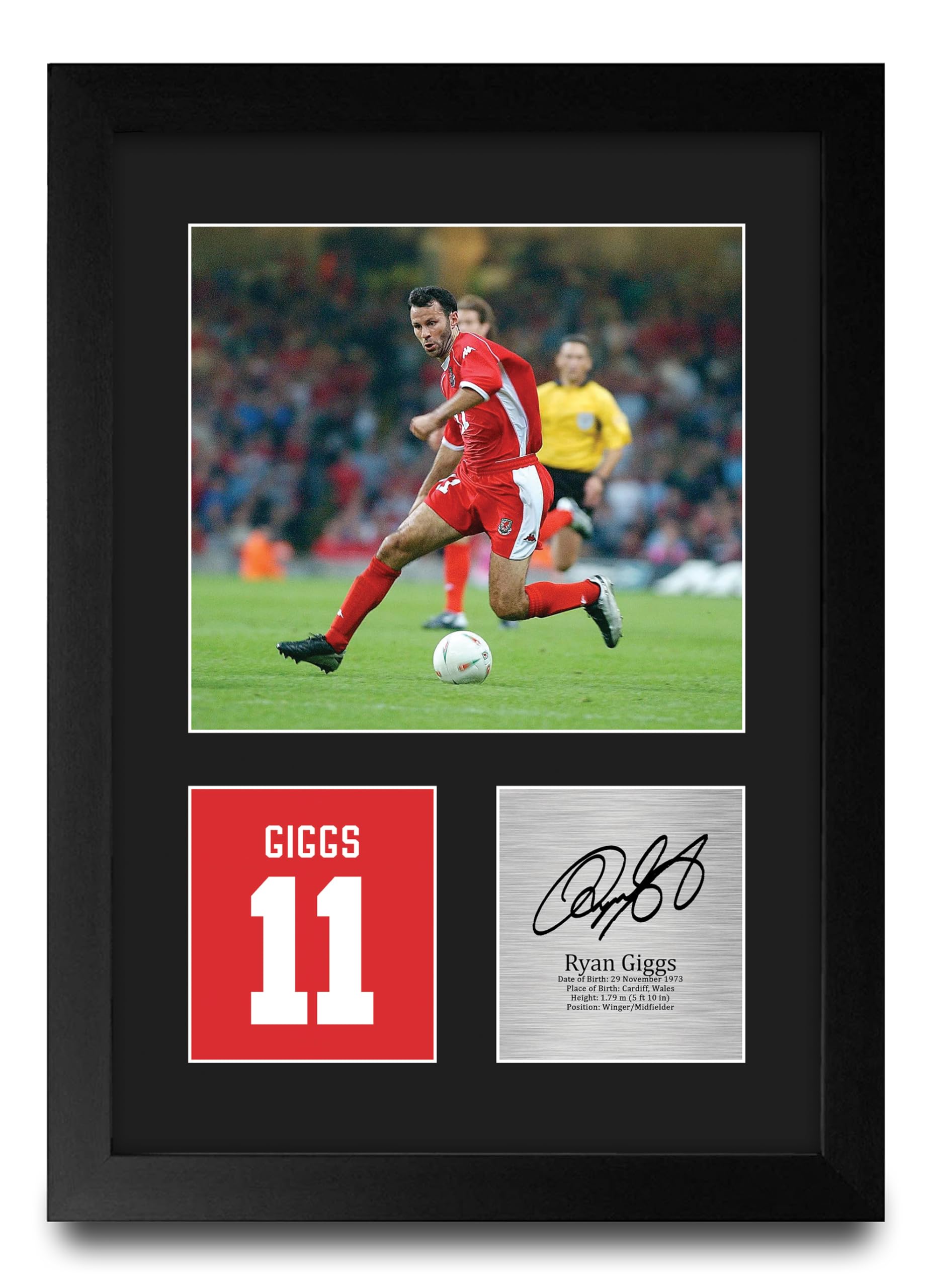 HWC Trading Ryan Giggs Wales Gifts Printed Signed Autograph Picture for Football Fans and Supporters - A4 Portrait Framed