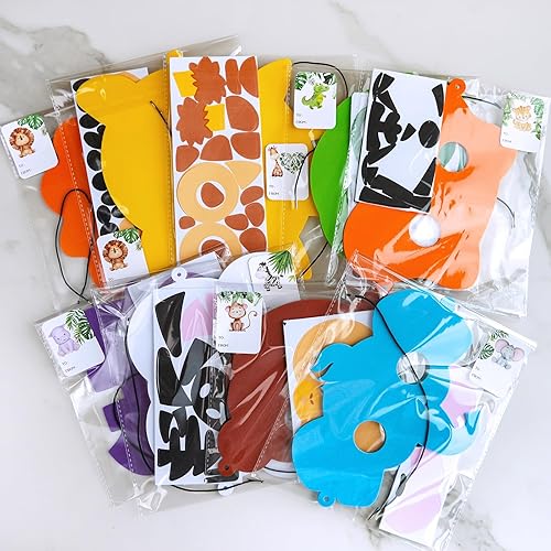 Miniatura 3 de Winlyn 27 juegos de máscaras de animales de la selva, kits de manualidades, máscaras faciales de animales de safari, máscaras de espuma para fiestas