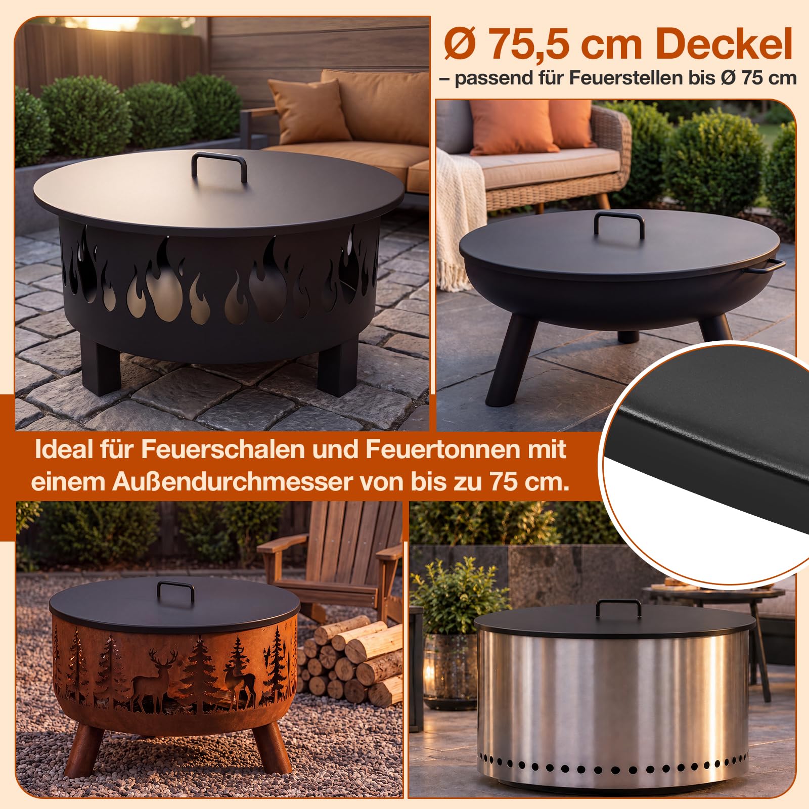 Coperchio per braciere Ø 75,5 cm, nero