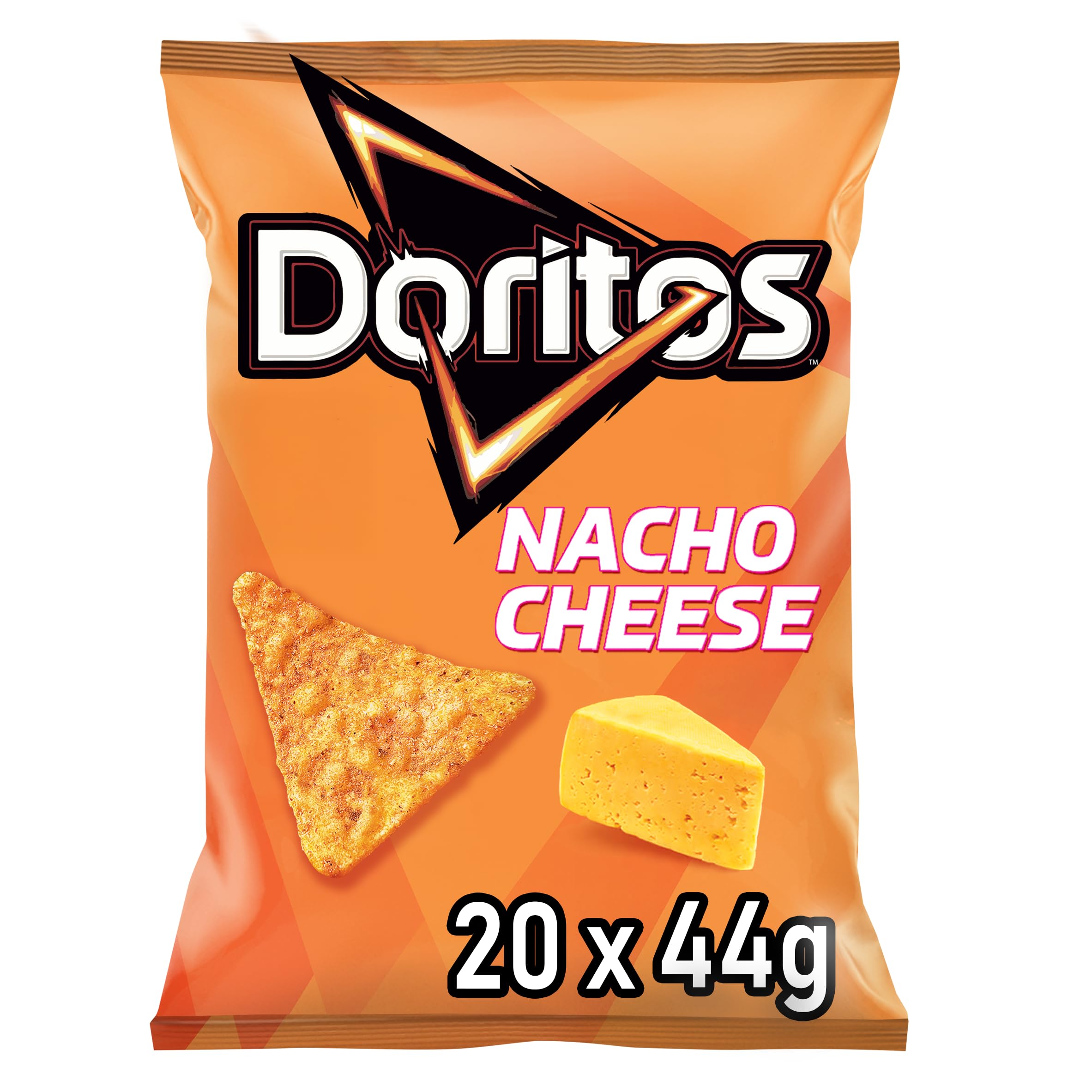 Doritos Nacho Cheese -Tortilla Nachos mit Käse Geschmack - Herzhafter Snack zum Knabbern aus Mais (20 x 44g)