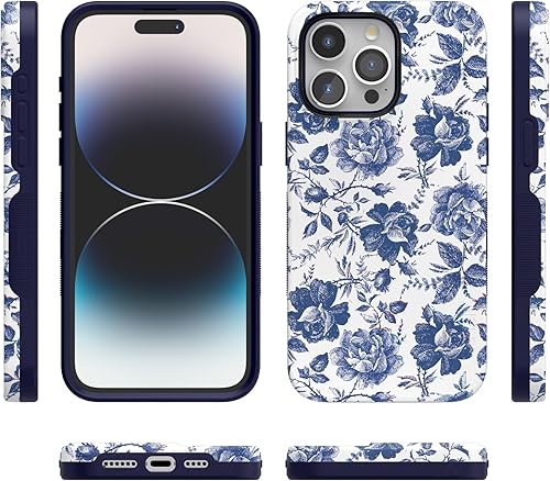 Vista 1198 de Casely Funda para iPhone 15 Pro Max Jardín Secreto Flores mixtas Funda atrevida Compatible con MagSafe y botón de acción Secret Garden