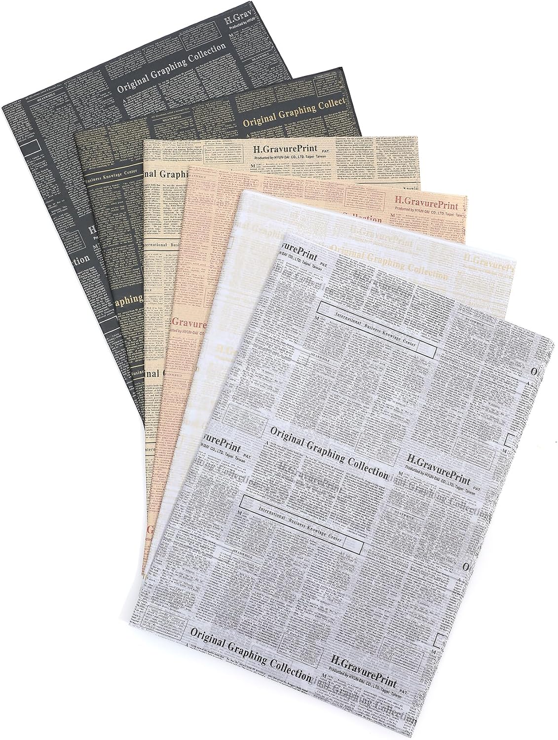 Large Newspaper Tissue Paper for Gift Wrapping Retro Kraft Magazine with Black Printed Bouquet Tissue Paper 27.5x19.7 Inch Mother's Day, Birthday Gifts Packaging Craft Paper 28pcs (2 Kraft Black)