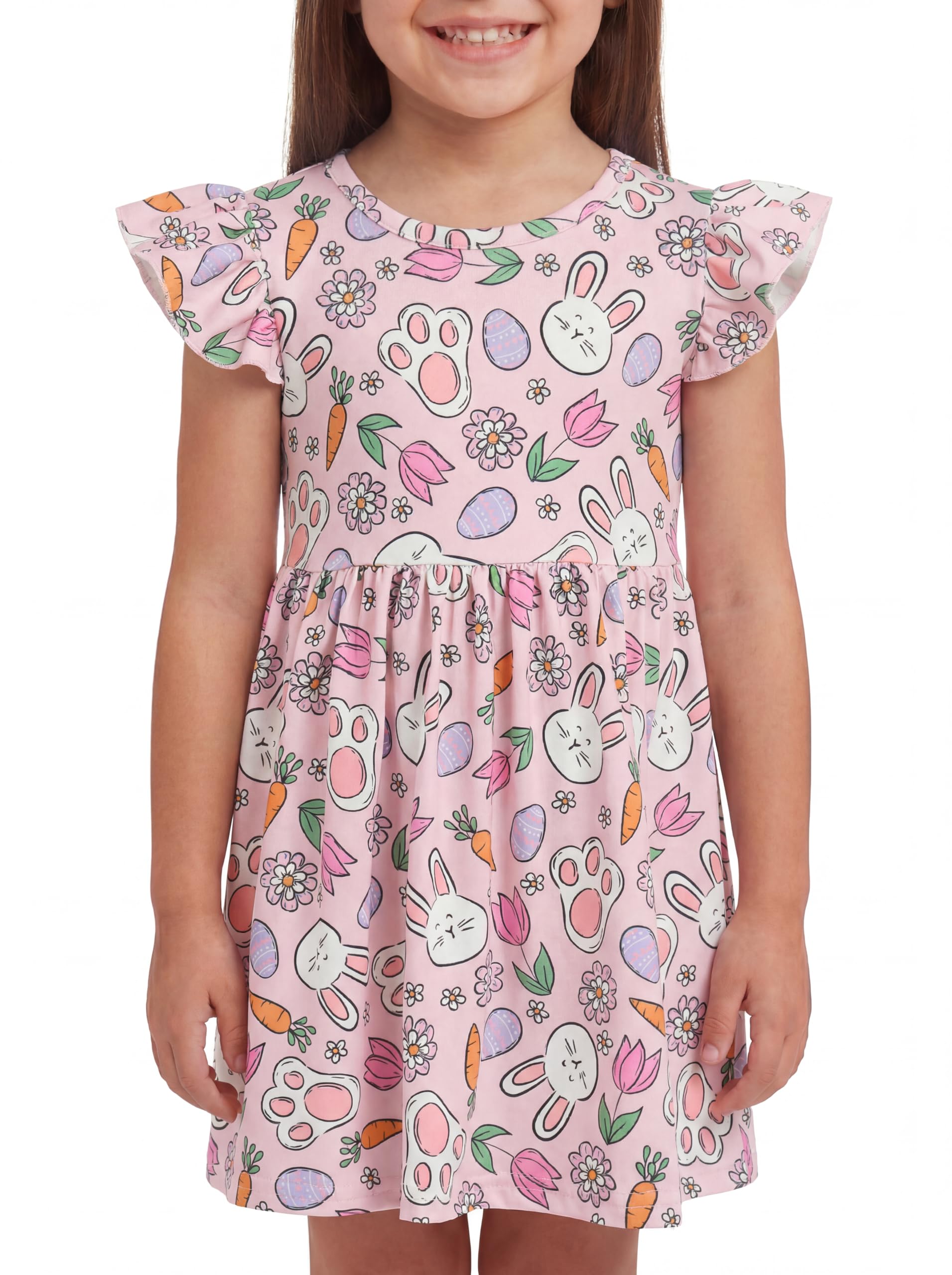 Unique Baby Girls' Short Sleeve Everyday Printed Dresses for Kid and Toddler, Sizes 2T-12Y