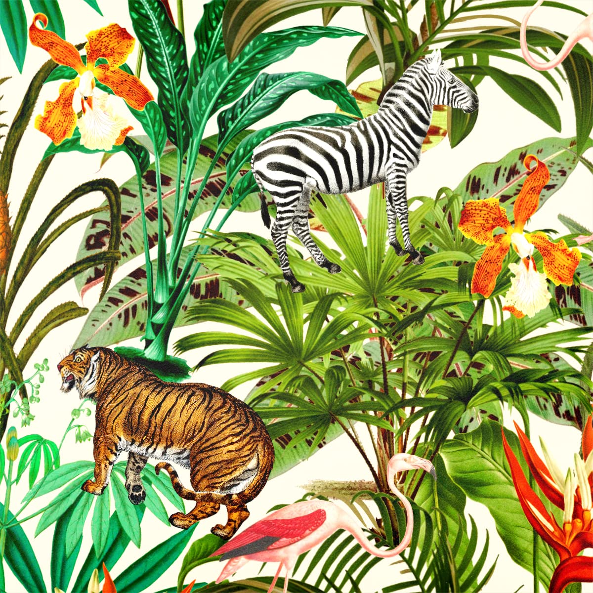 Izabela Peters Ivory Cream Luxury Upholstery Curtain Fabric - Eco-Friendly Velvet - Designer Blind, Craft, Sewing Fabric By The Metre - Jungle Fusion - 1/2 Metre