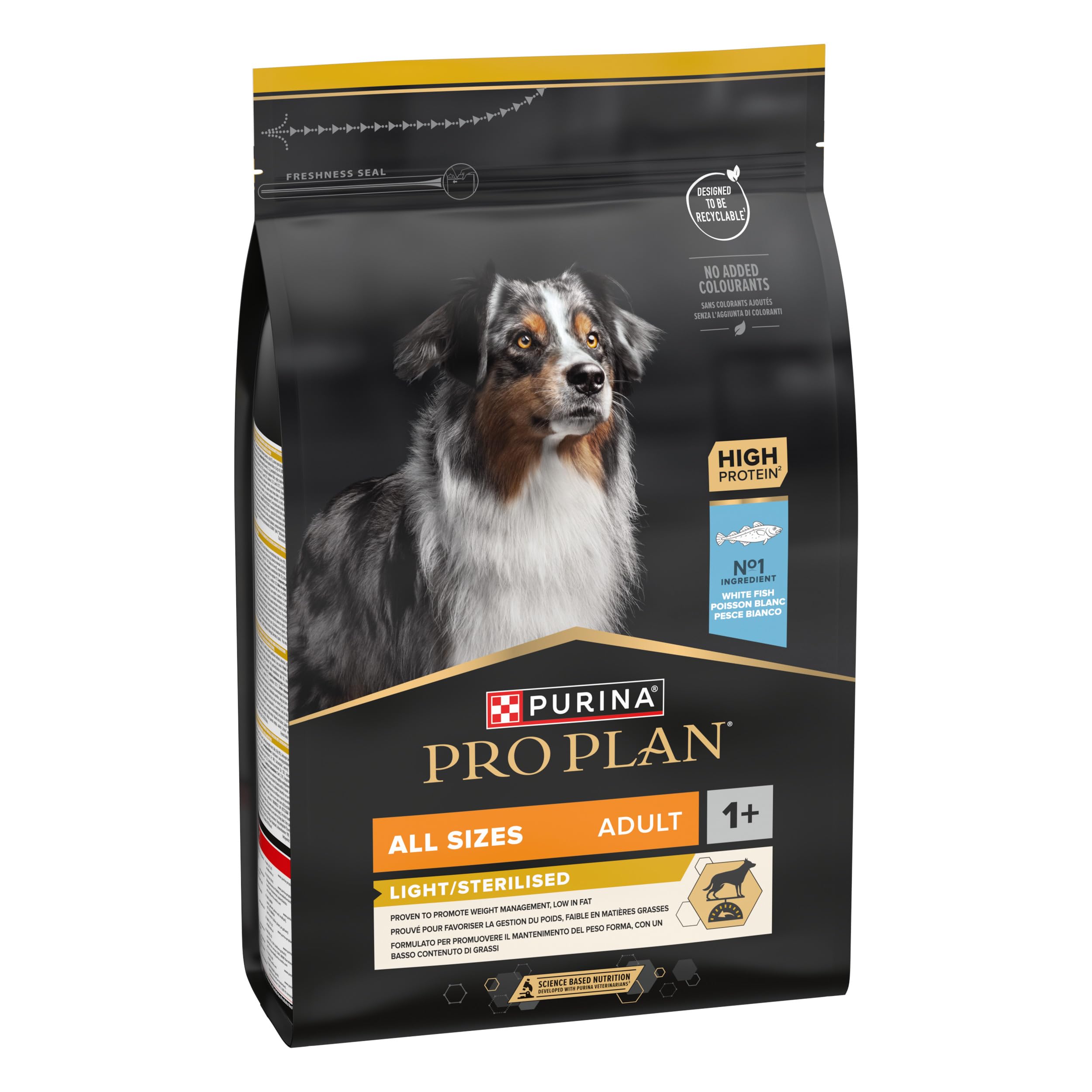 Pro Plan Blanco Purina All Size Light / Sterilized Pienso Para Perro Adulto Esterilizado, Light, Control De Peso Con Pescado 4 Bolsas De 3Kg