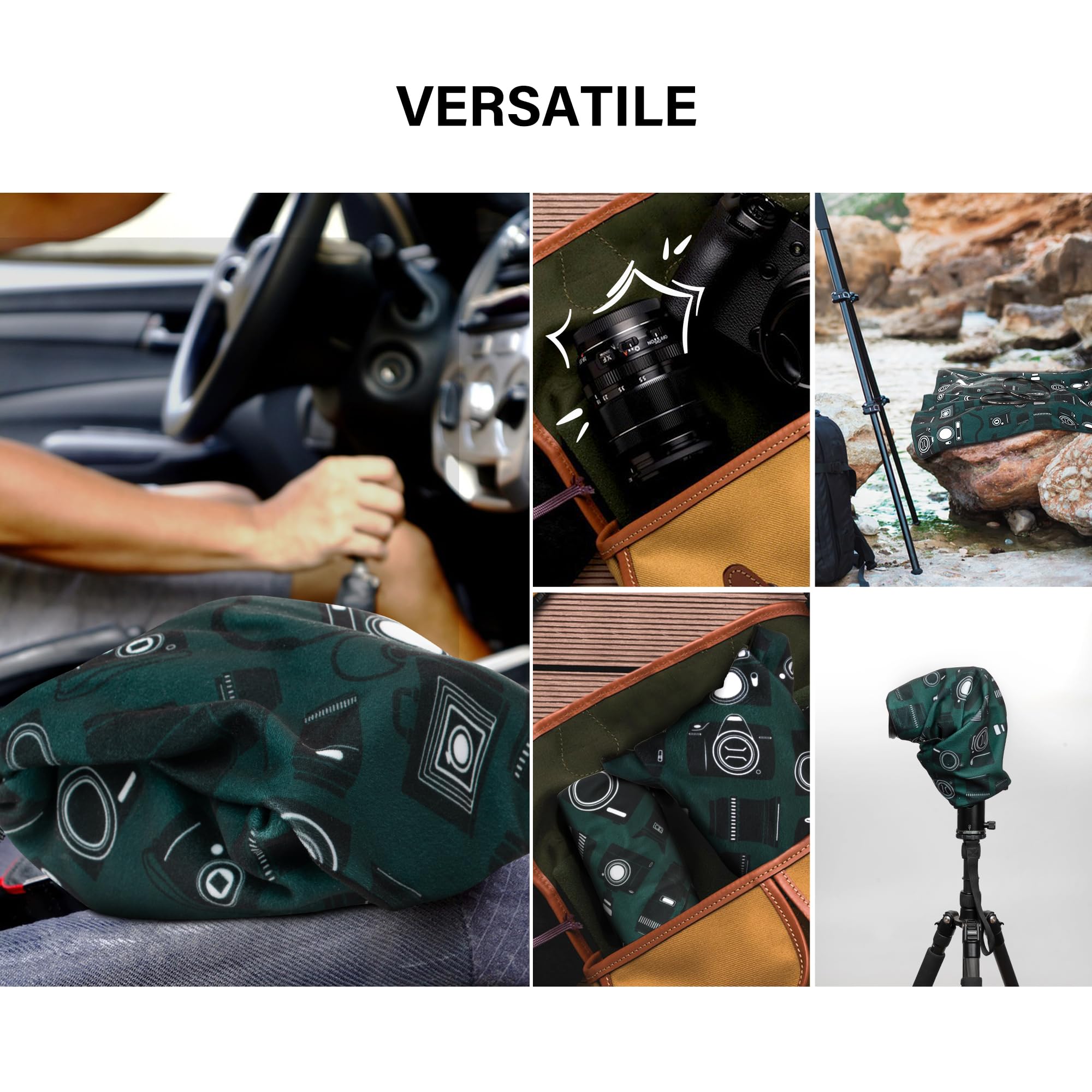 Kamera Wrap, Schutzhülle, Objektivtasche 3PCS 55X55,45X45,35X35, Magisches Selbstklebendes Kamera Tuch, Protective Wrap für DSLR/Fotoausrüstung