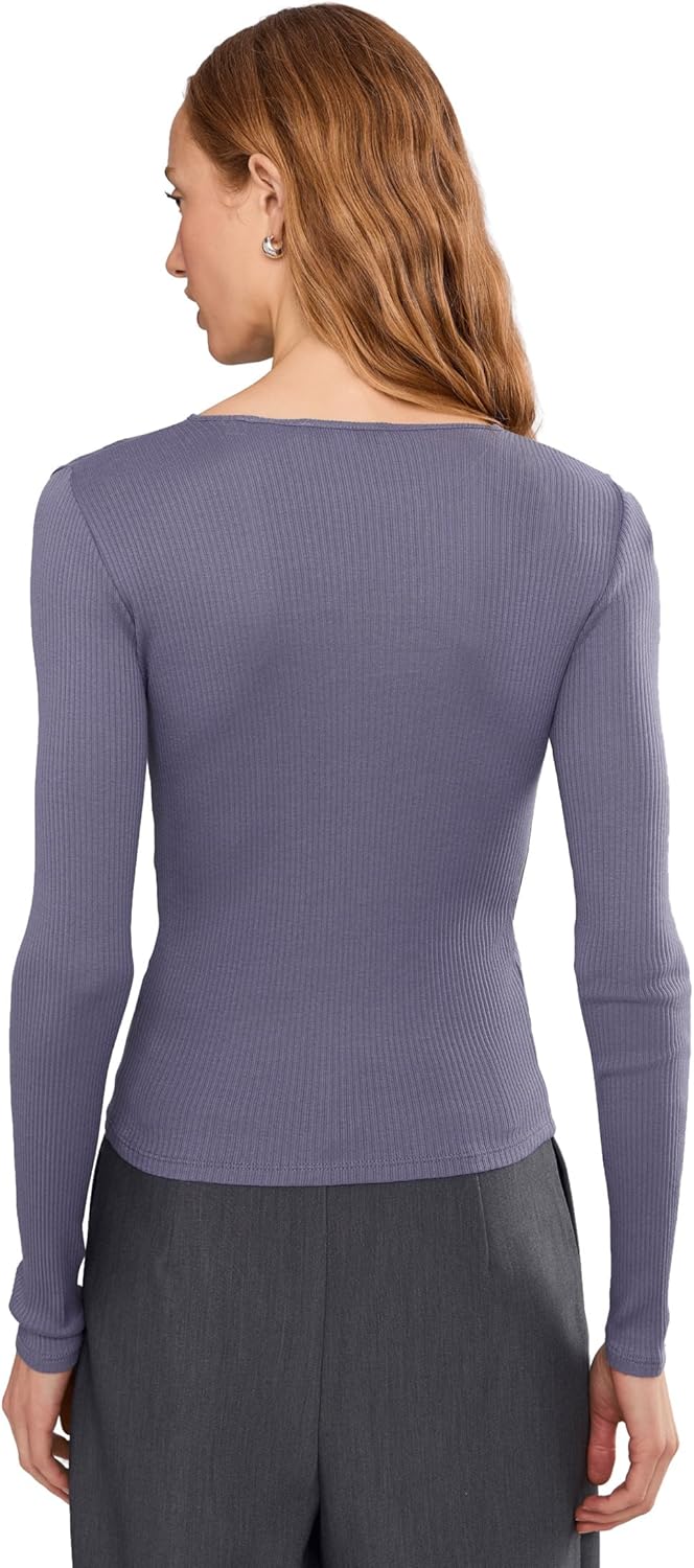 Vince Womens Rib Long Sleeve Crew - Image 4