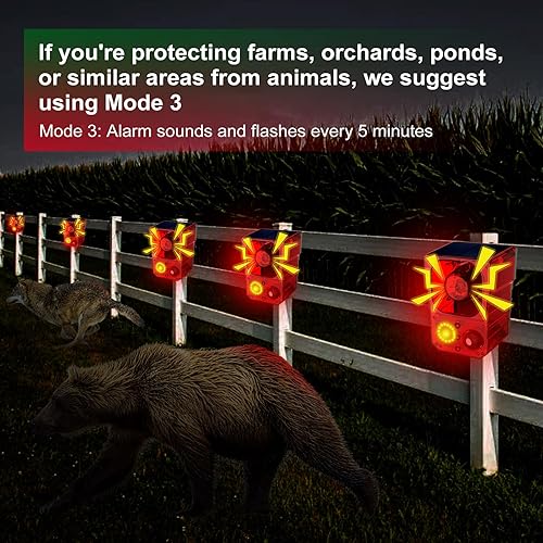 Miniatura 9 de Alarma solar con sensor de movimiento para exteriores - Alarma de ruido de 129 dB, grabación, sirena, ladrido de perro y disparo. con control