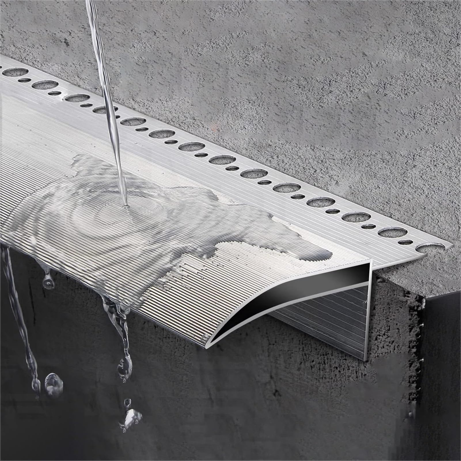 Protections anti-goutte aluminium 140 cm larmier rebord de fenêtre et mûr extérieur de maison