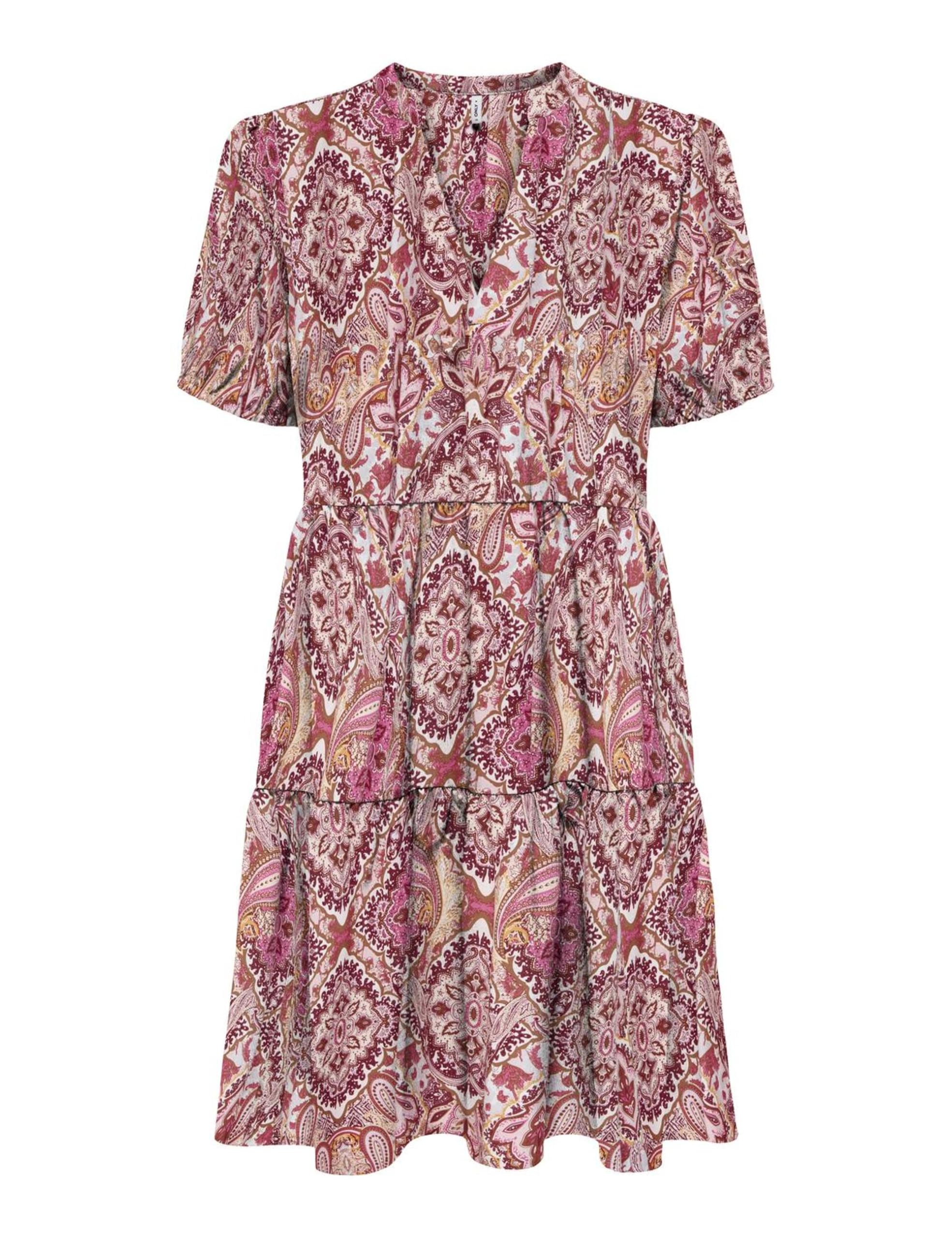 ONLY Women's Onlnova Life Vis S/S Thea Dress AOP, Ibis Rose, S