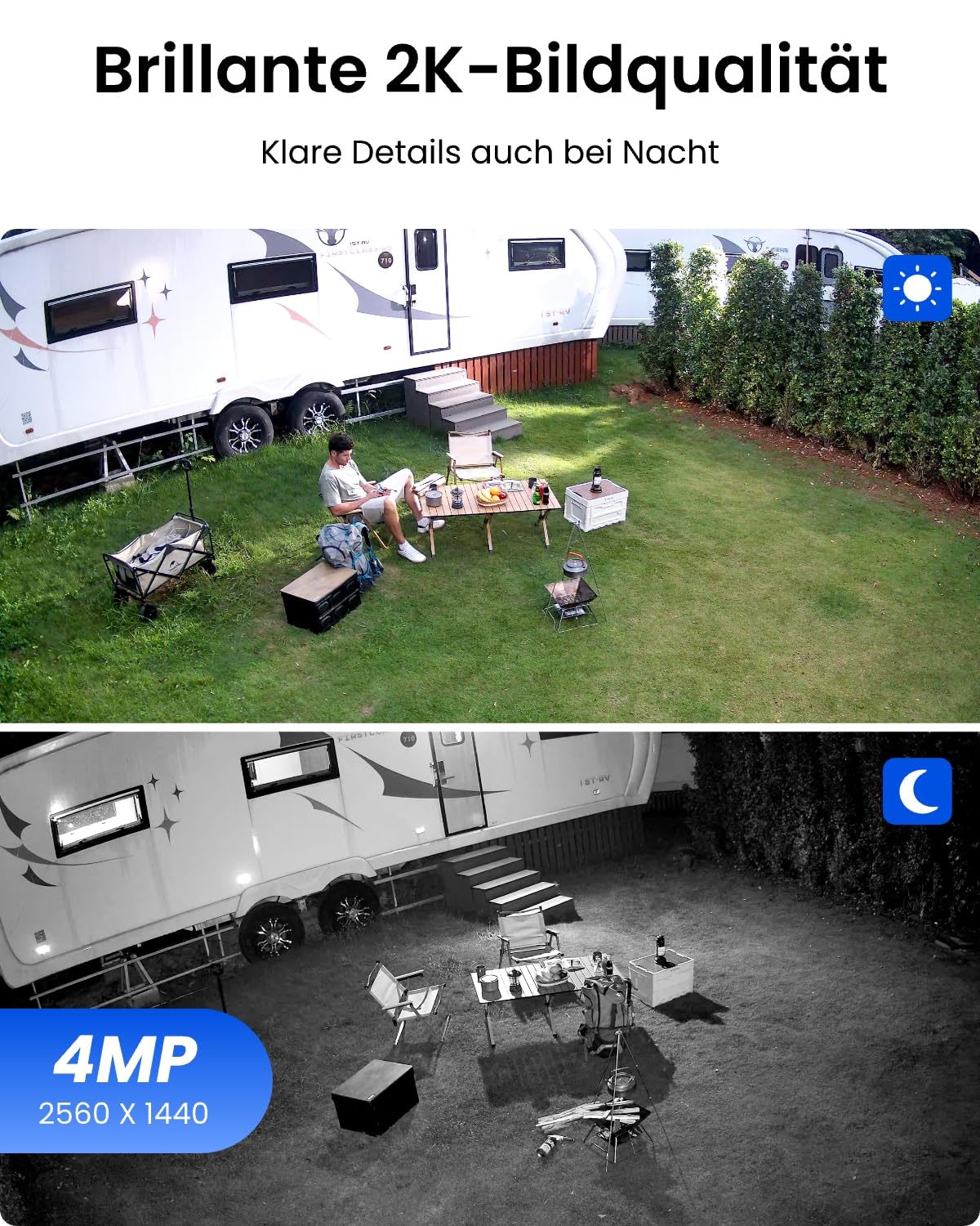 Reolink 4MP Überwachungskamera Aussen Solar mit 355°/140° Schwenkbar, 64GB inklusive, WLAN Kamera Outdoor Akku, Personen-/Fahrzeugerkennung, 2-Wege-Audio, 2.4/5GHz WiFi, Argus PT Plus mit Solarpanel