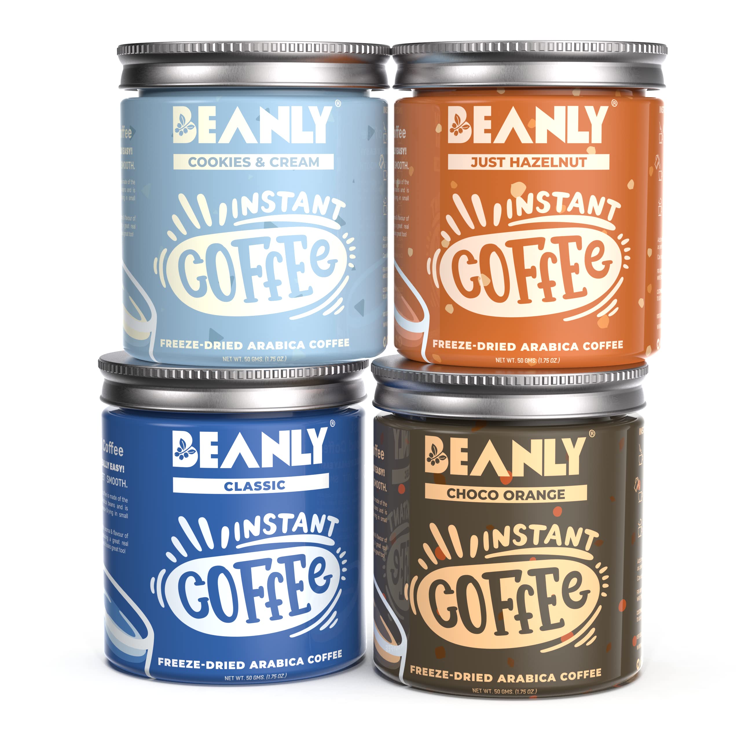 Buy Beanly Premium Instant Coffee Assorted Box 200g, 4 Flavours