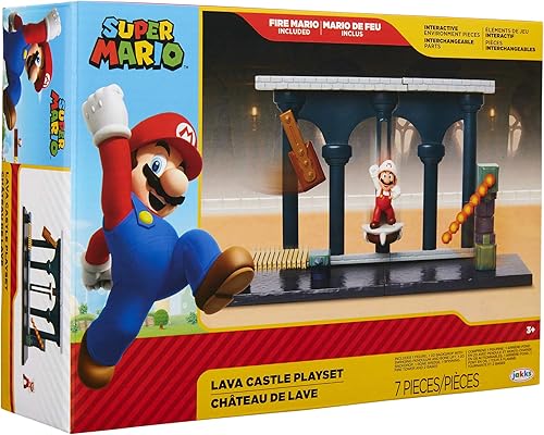 Miniatura 8 de Nintendo Super Mario Lava Castle Deluxe Play Set, incluye: Figura de Fire Mario de 2.5 pulgadas y características mecánicas, torre de bolas de fuego