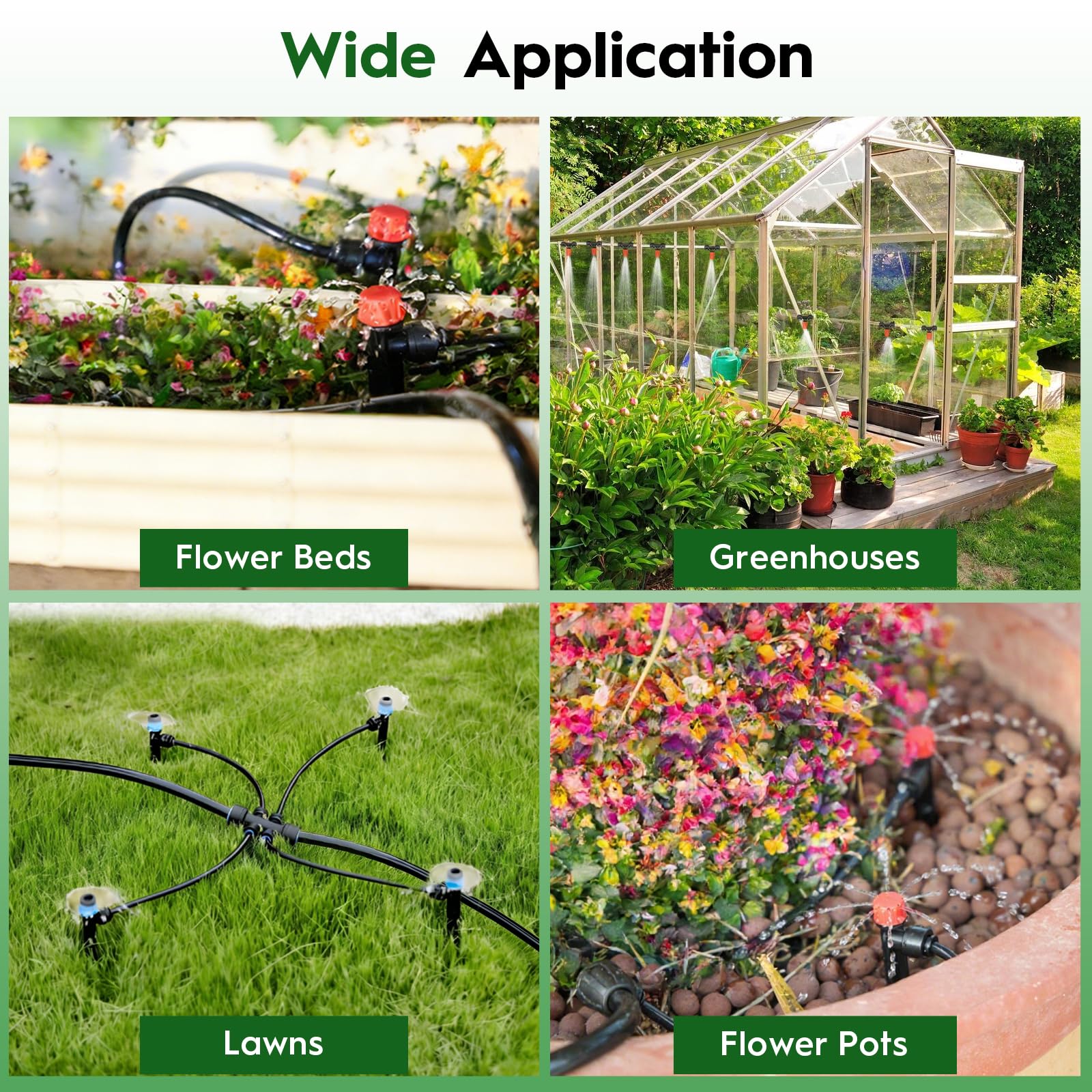 4,8 m Quick-Connect-Tropfbewässerungssystem | 1 cm & 30 Fuß 0,6 cm Schlauch, Tropfbewässerungsset mit verstellbaren Düsen, automatisches Gartenbewässerungssystem