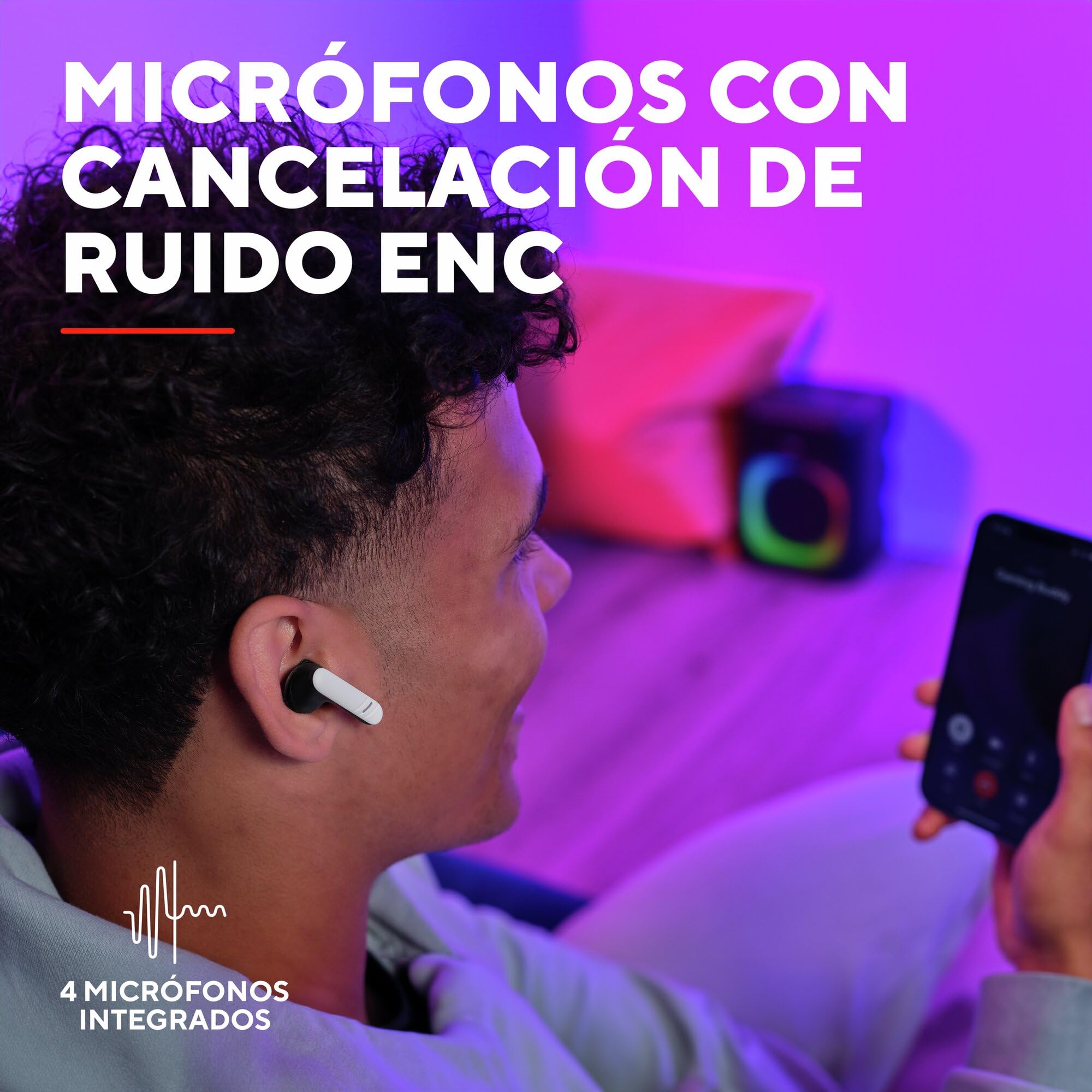 GXTrust Oxxie Auriculares Inalámbricos Bluetooth, Blanco | Cascos Gaming Intraauriculares para PS5 Switch PC Mobile, Bluetooth o Receptor USB-C Baja Latencia, 4 Micrófonos ENC