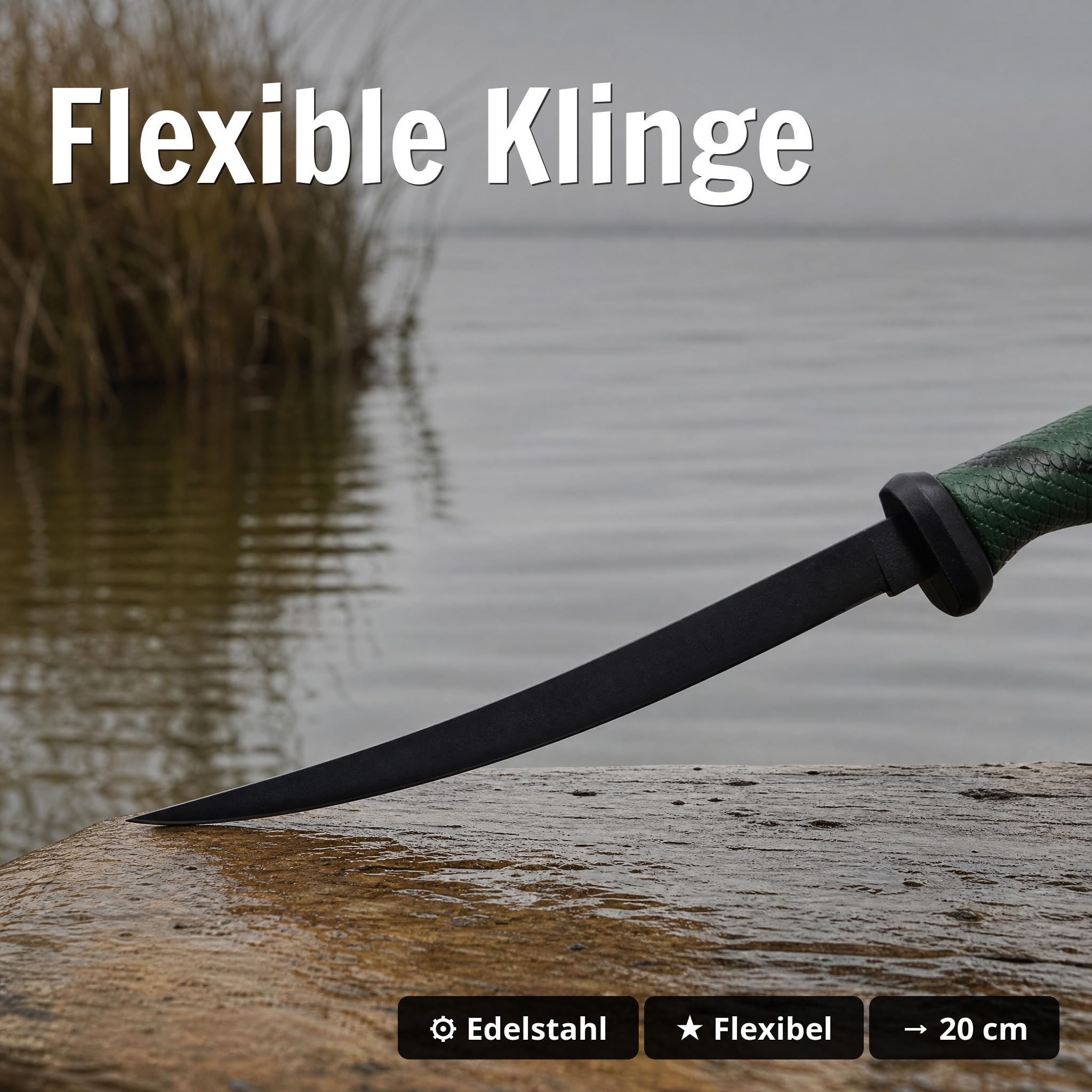 Zite Fishing All-in-One Filetierset | Filetiermesser 20 cm | Flexible Edelstahl-Klinge & Rutschfester Griff | Inkl. Filetierkamm & 2 Grätenzangen | Fischmesser Filetiergabel Forelle Hecht Zander