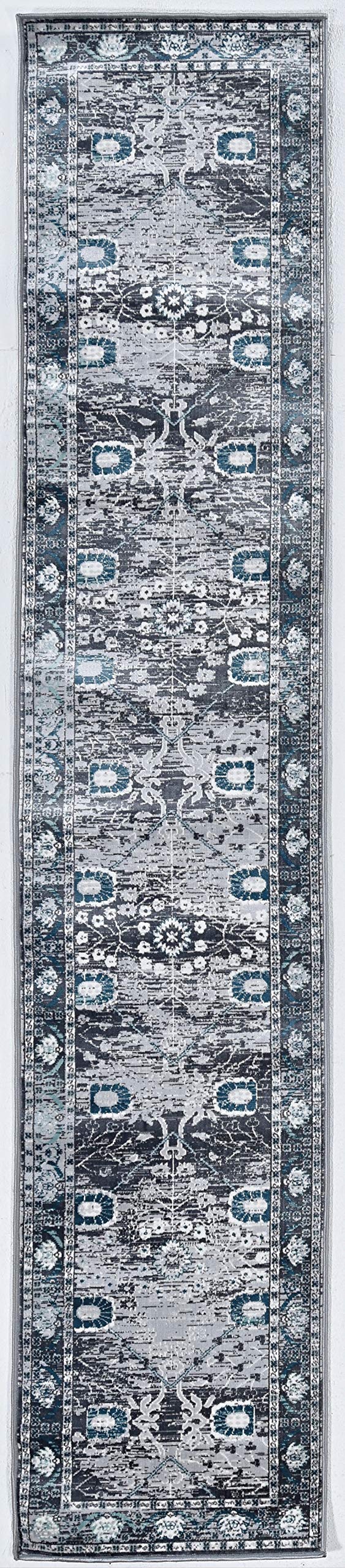Linon Vintage Collection Zeigler Grey Synthetic Rugs, 2' x 10', Gray
