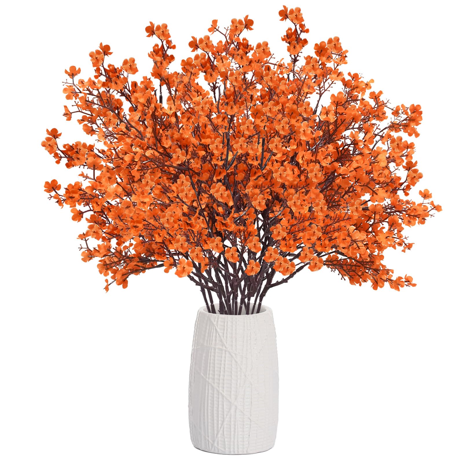 Uieke 6Pcs Artificial Fall Flowers Babys Breath Flower Bulk Fake Orange Silk Flowers Artificial Gypsophila Bouquet Floral for Home Festival Wedding