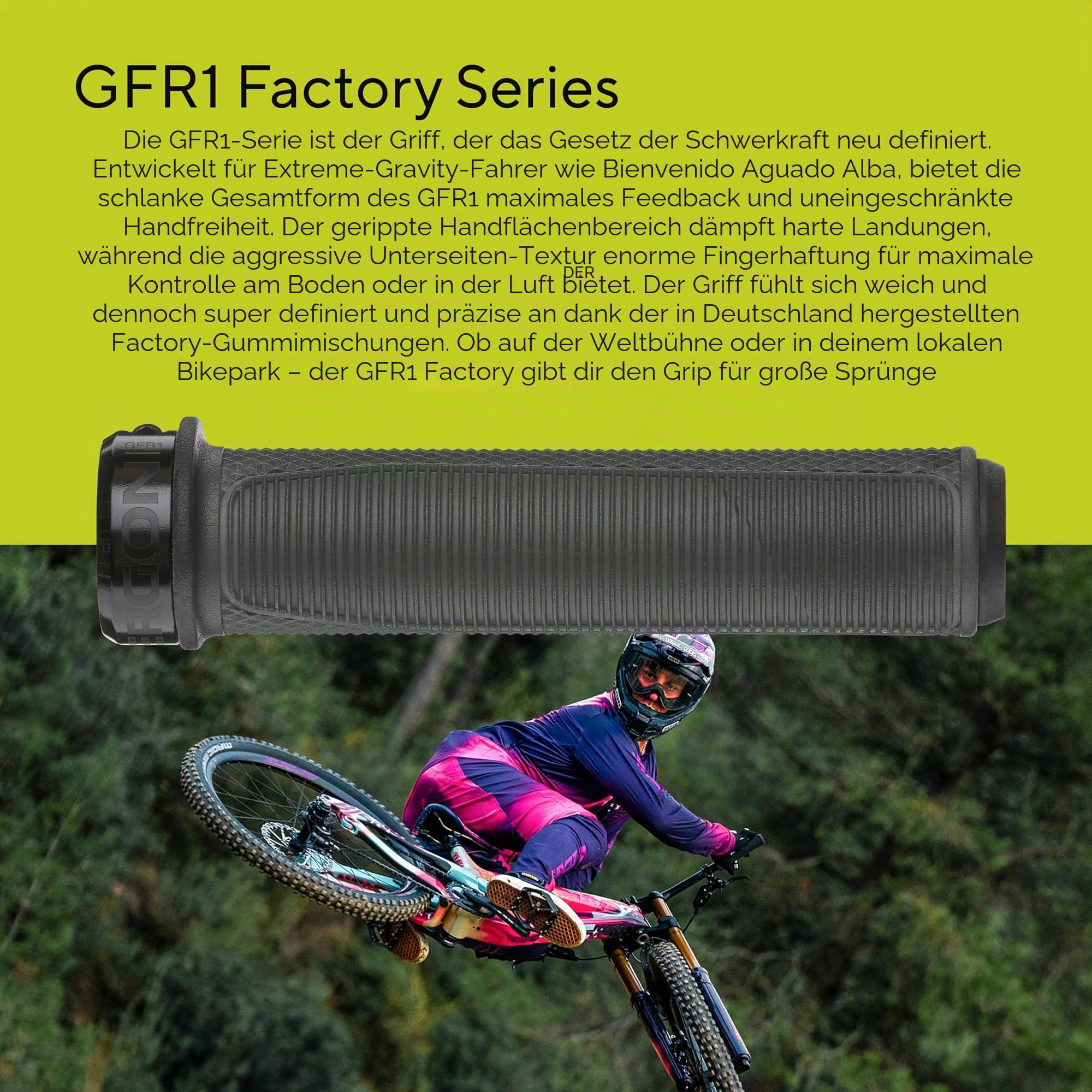 Ergon – GFR1 Factory Fahrradgriff | MTB Gravity, Freeride | Frozen Stealth