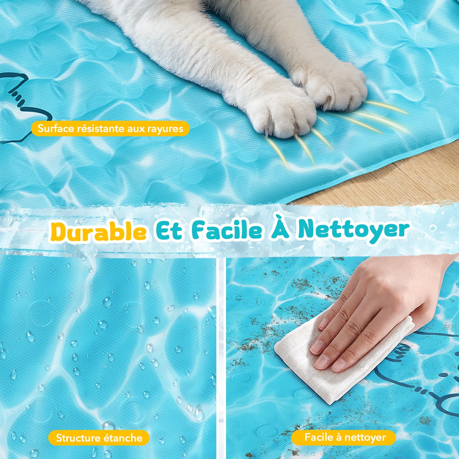 JONRRYIN Tapis Rafraîchissant pour Chien et Chat, 60x108cm Coussin Auto-Rafraîchissant, Tapis Fraîcheur Imperméable & Antidérapant, Pliable & Léger pour Intérieur, Extérieur