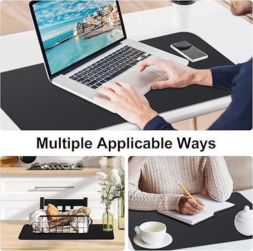 Miniatura 8 de HOOMIL Almohadilla de escritorio, 32 x 16 pulgadas, extendida, antideslizante, de piel sintética, alfombrilla para mouse para computadora, color