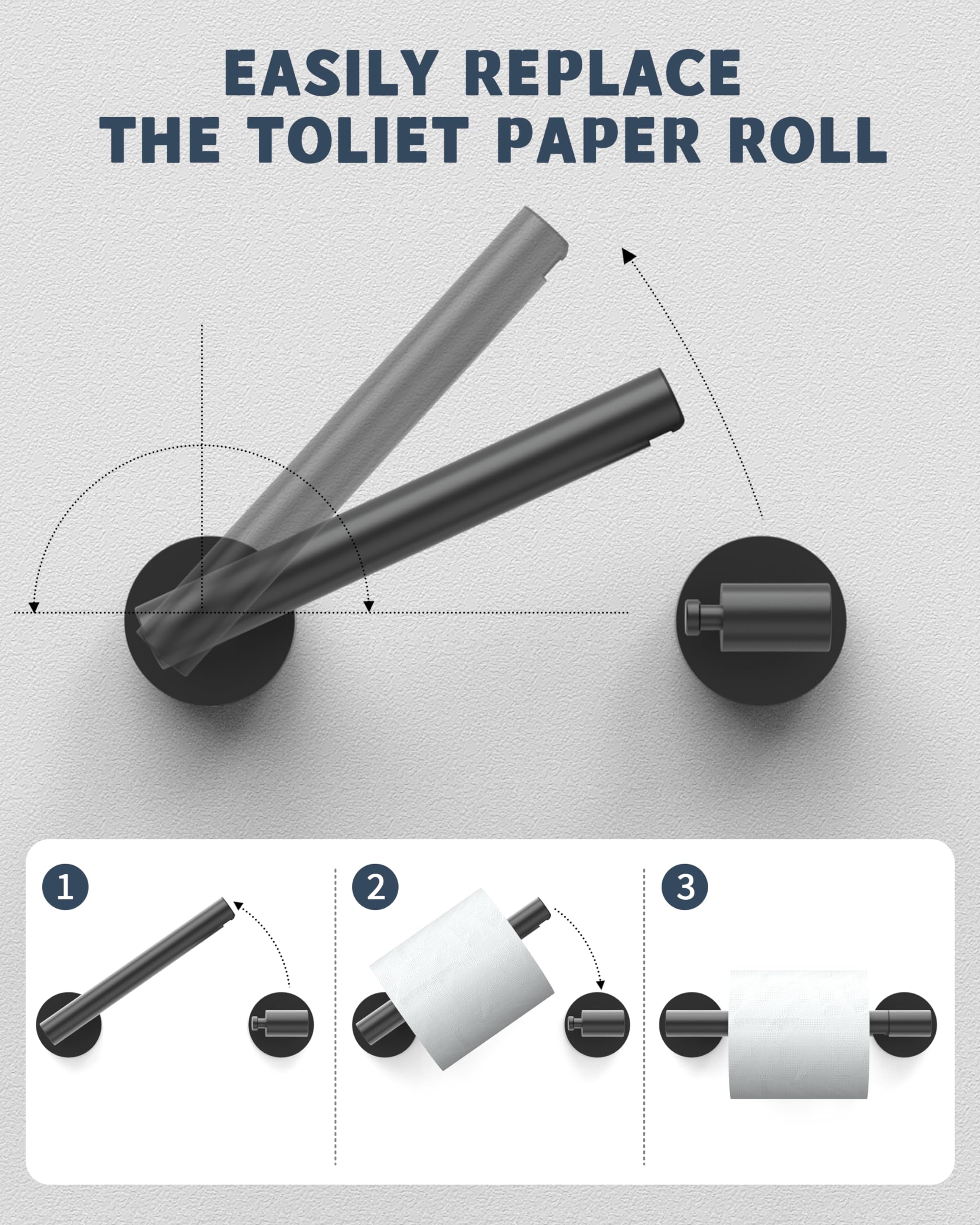 RARXTR Mat Zwart Toiletpapierhouder SUS304 Roestvrij Staal Dubbele Post Draaibare Toiletrolhouder Wandmontage Toiletpapier Houder voor Badkamer RV