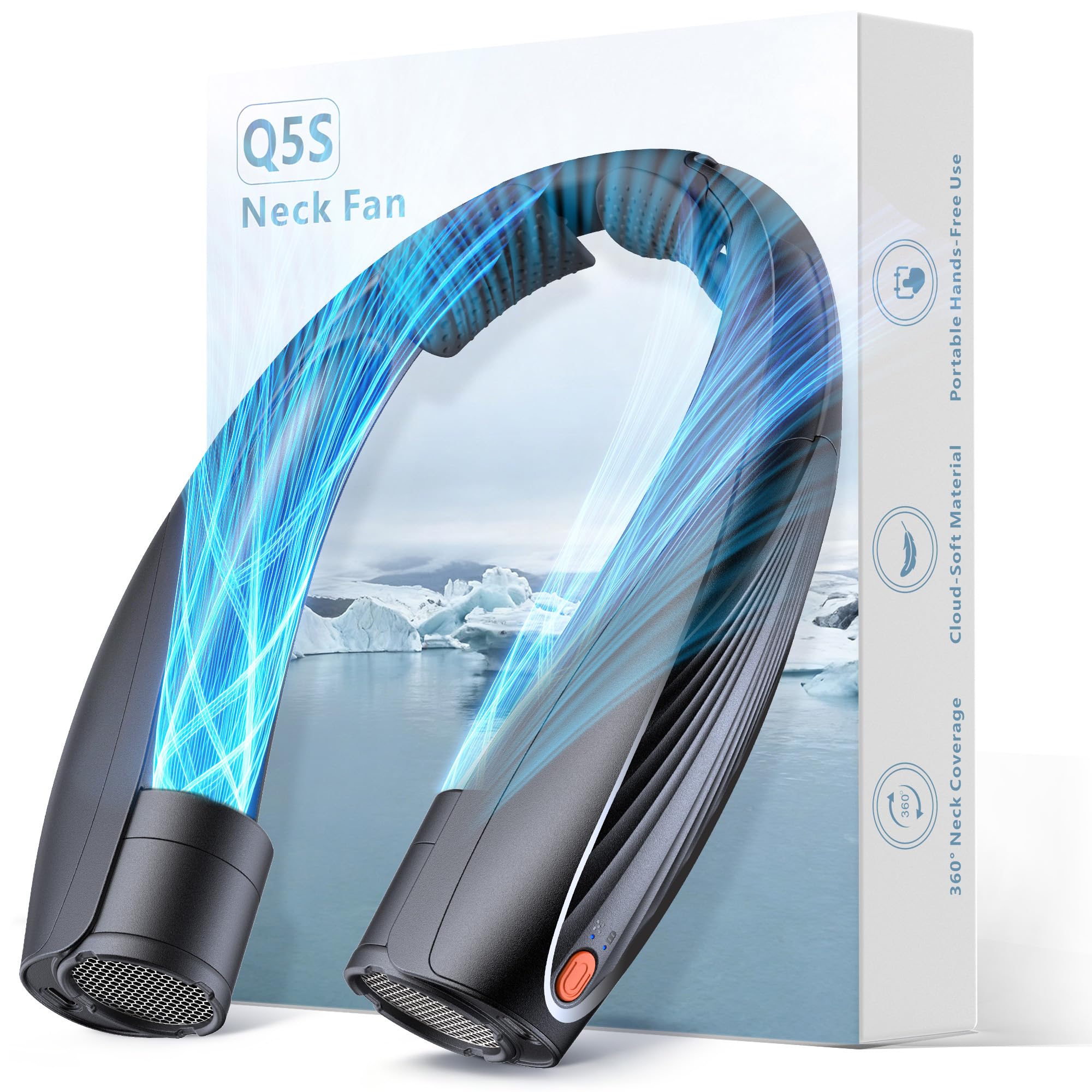 Photo 1 of **See Clerk Notes**GENVU Portable Neck Fan, Max 20H, Rechargeable Personal Fan with 6000mAh Battery, 360° Cooling, 6 Speeds Hands-Free Wearable Fan, Gifts for Men, Women, Travel, World Cup, Outdoor
