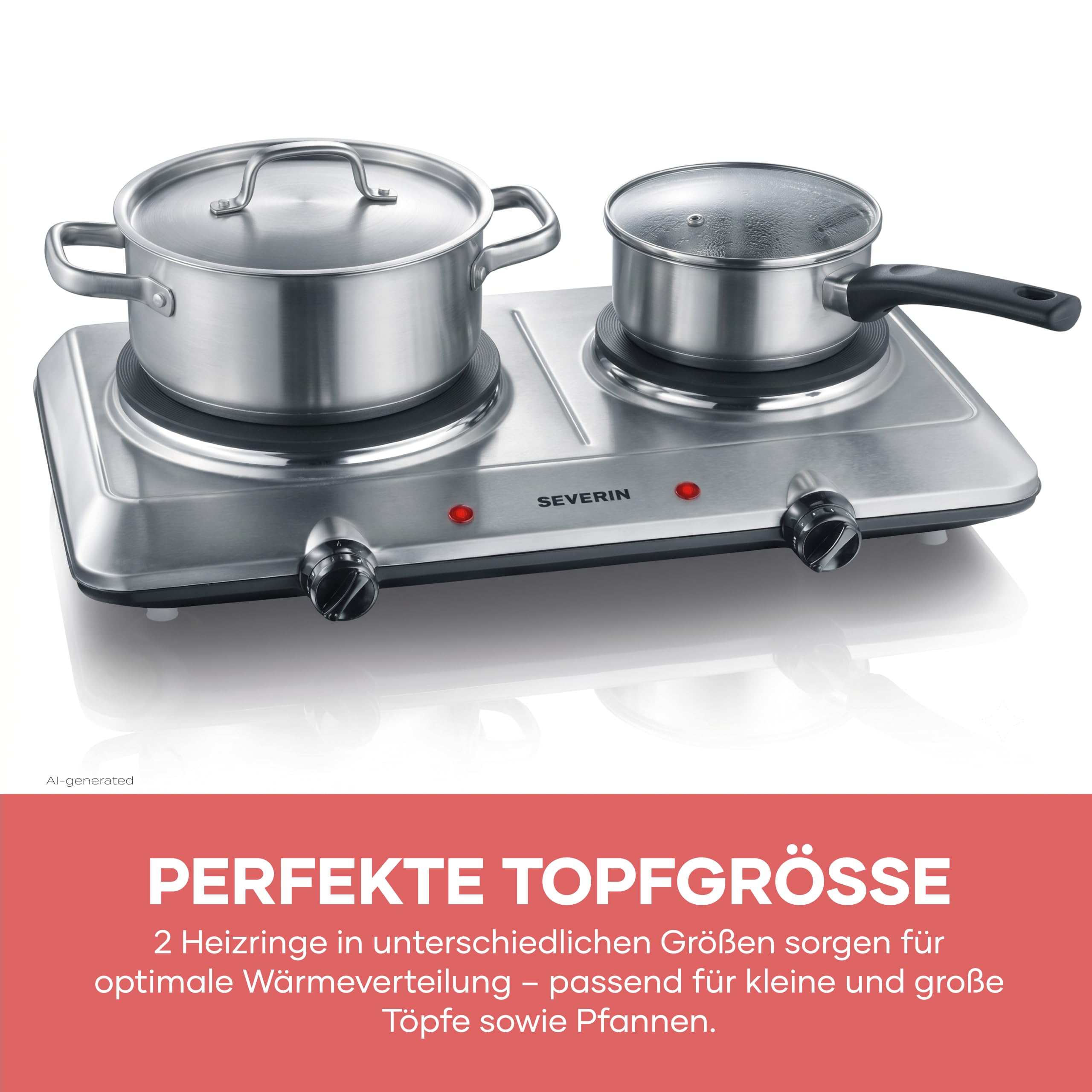 SEVERIN Doppel Kochplatte Edelstahl 2500 W DK 1014
