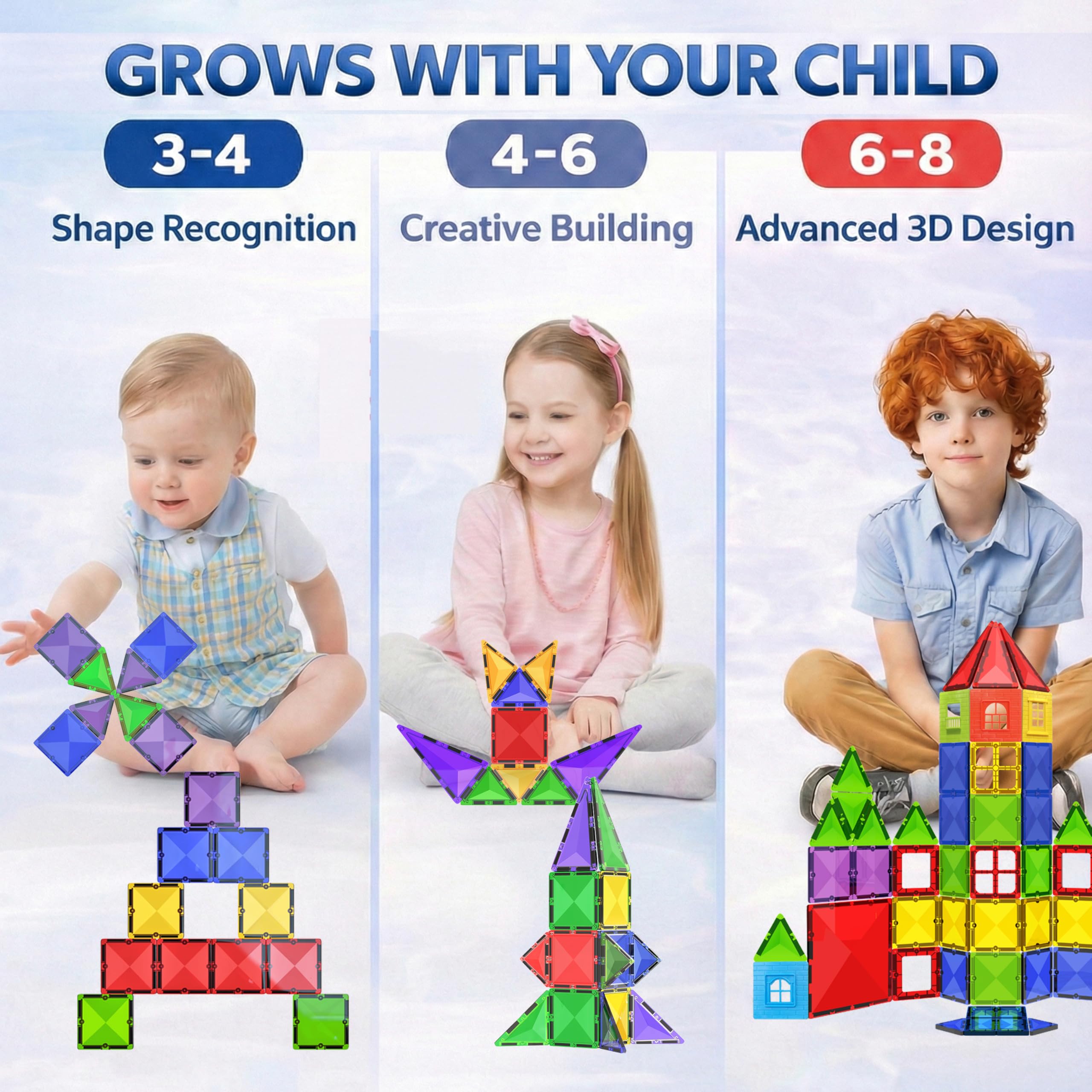 Desire Deluxe Montessori magnetyczne klocki XXL, wielokolorowe
